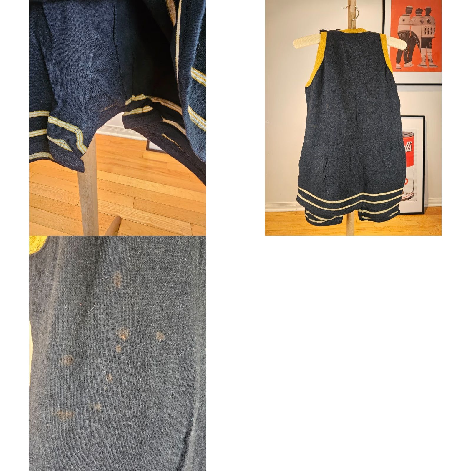 Vintage VINTAGE Unbranded 2 TONES WOOL SWIMWEAR SZ MEDIUM 1920s BLACK Wool Sportswear/Beach Womens M/L Size ONE SIZE - 8 Thumbnail