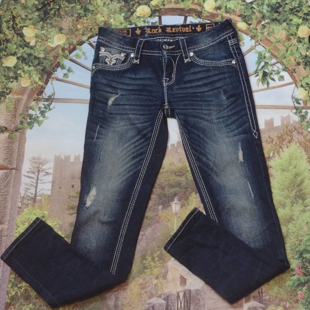 Rock Revival ROCK revival distressed drew cuffed skinny jeans size 26 Size 26" / US 2 / IT 38 - 1 Thumbnail