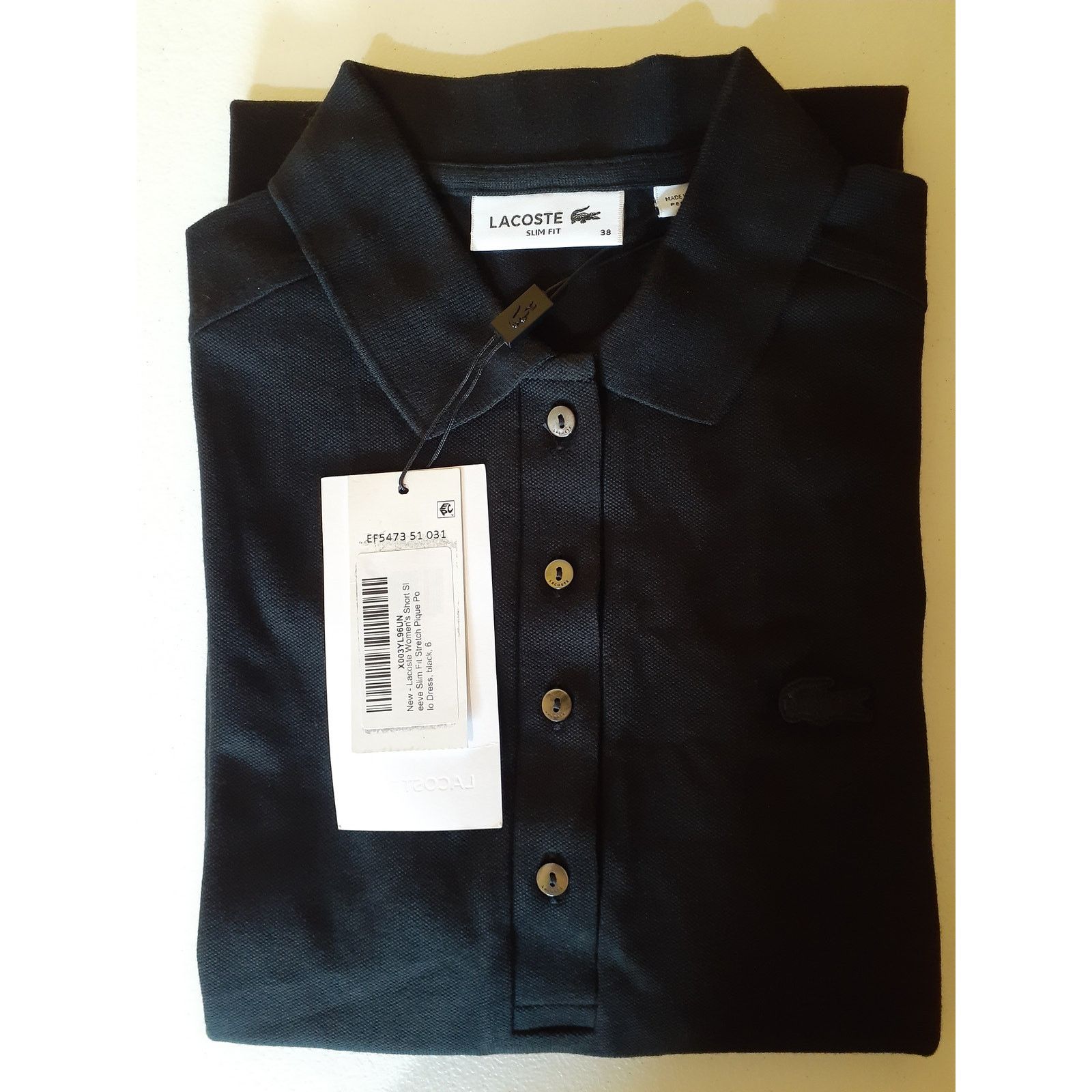 Lacoste Lacoste Women's Slim Fit Stretch Pique Polo Dress black 6 Size M / US 6-8 / IT 42-44 - 2 Thumbnail