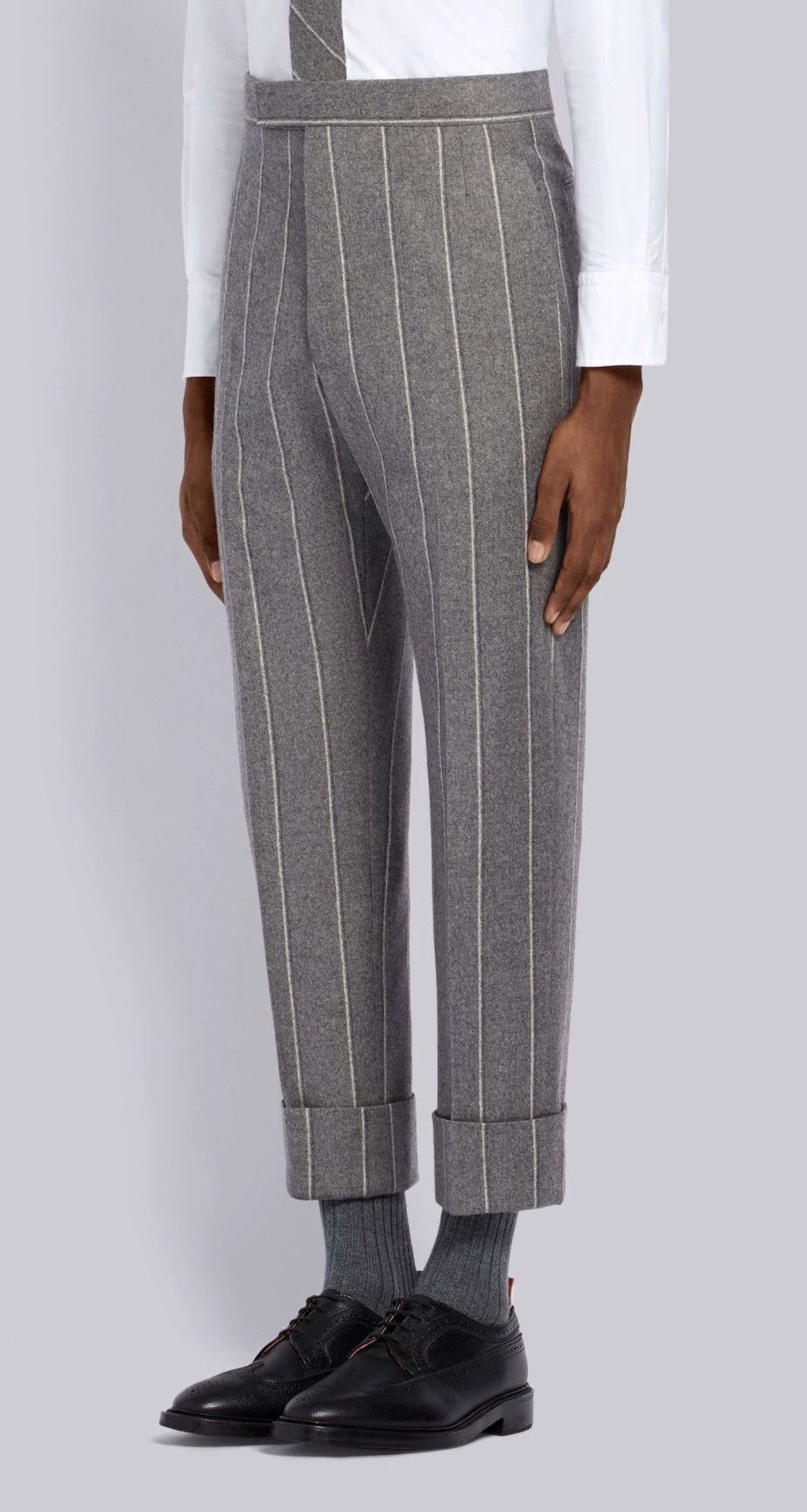 Thom Browne Thom Browne Men's Hi-Waisted Stripe Wool Trousers MidGray 2 Size US 32 / EU 48 - 9 Thumbnail