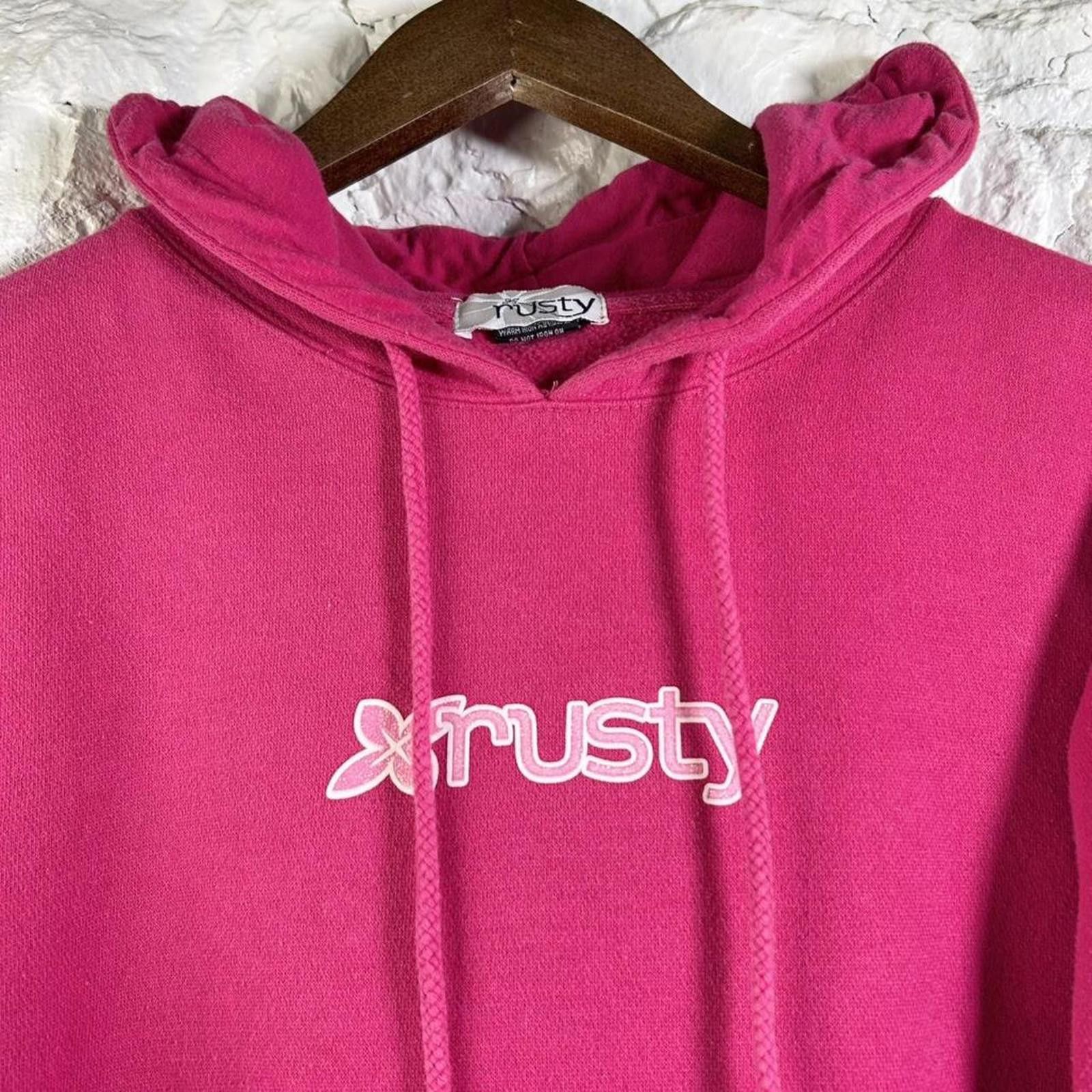 Rusty Y2K Rusty Surf Center Logo Pink Hoodie Size XS Size XS / US 0-2 / IT 36-38 - 2 Thumbnail