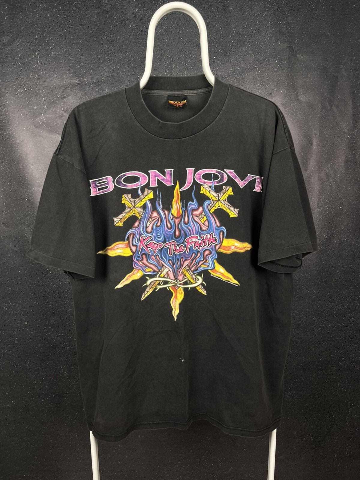BON JOVI Bon Jovi Band T-shirt Band T Men's XL size unclear black type Vintage Second Hand