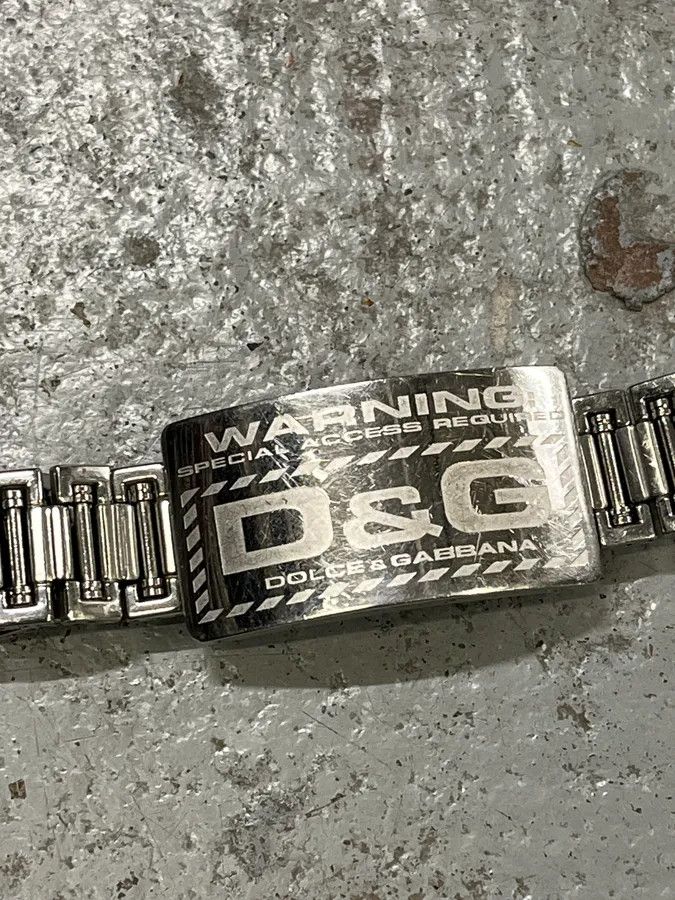 Dolce & Gabbana 2000s Dolce & Gabbana Warning Stainless Steel Bracelet Size ONE SIZE - 5 Thumbnail