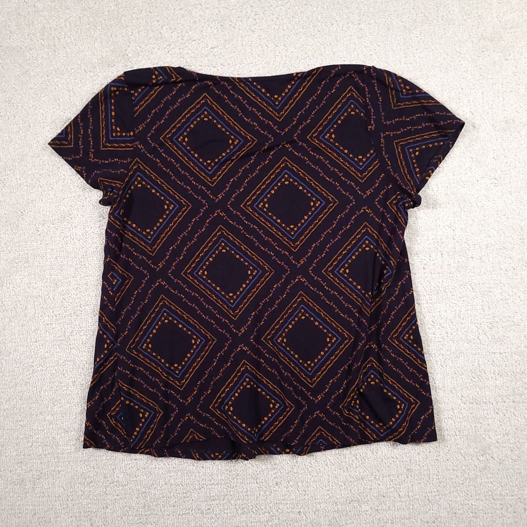 Croft & Barrow Croft & Barrow Women's Navy Floral Cap Sleeve Scoop Neck Top PL Pleated blouse Size L / US 10 / IT 46 - 7 Thumbnail