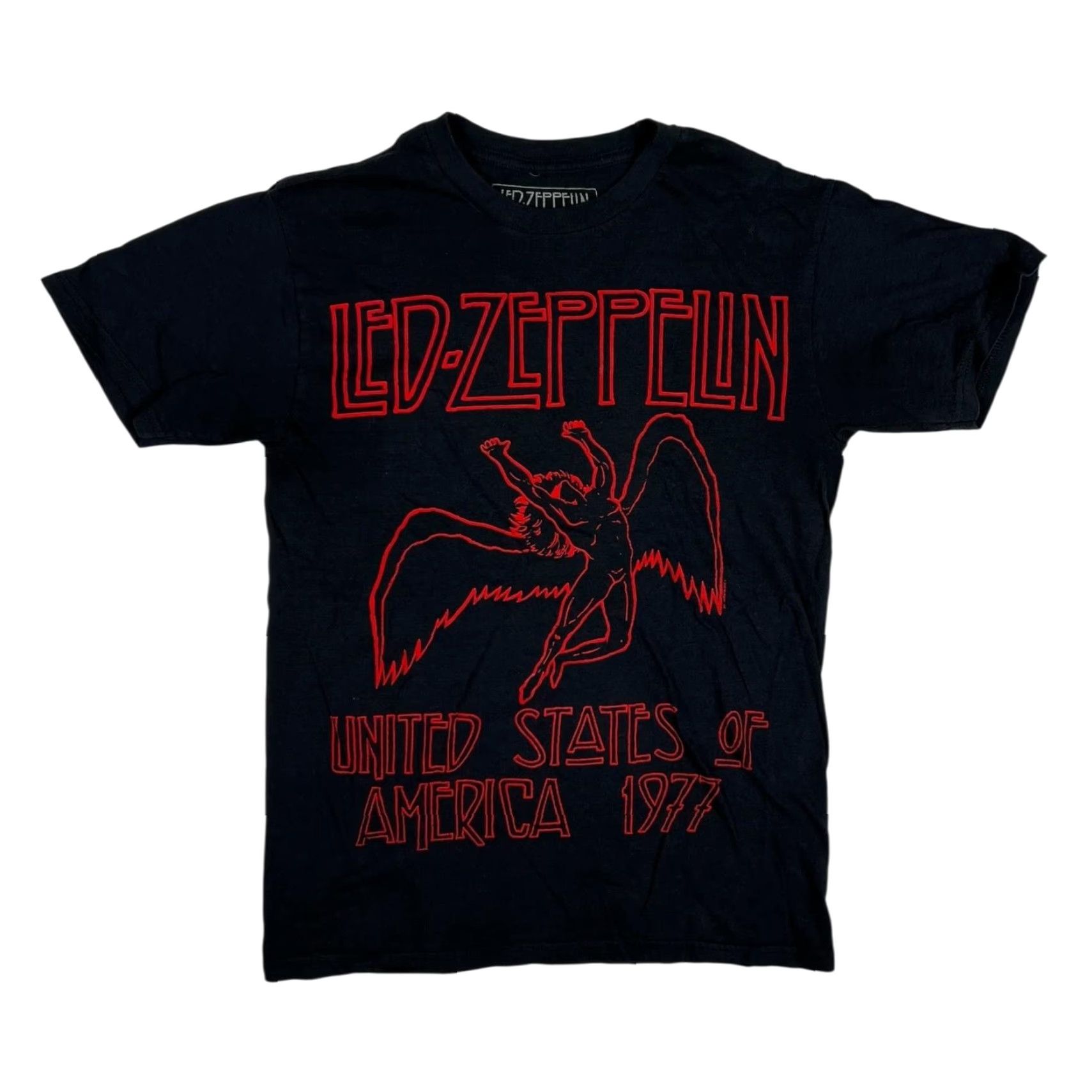 Vintage VINTAGE Led Zeppelin T-Shirt Mens Small Black United States Of America 1977 Tour Graphic Size US S / EU 44-46 / 1 - 2 Thumbnail