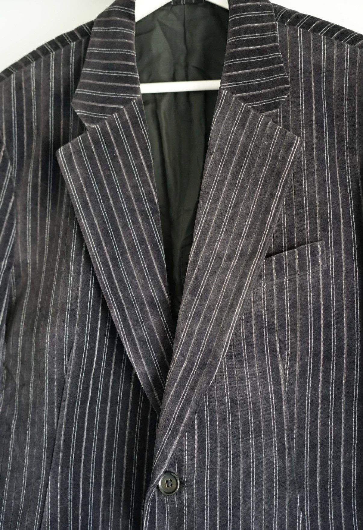 Yohji Yamamoto Yohji Yamamoto 05aw Purple Velvet Striped Blazer K4 Size US XL / EU 56 / 4 - 3 Thumbnail