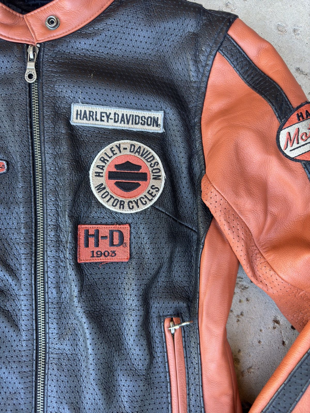 Harley Davidson HARLEY DAVIDSON 2005 Leather Patch Jacket Size XS Size XS / US 0-2 / IT 36-38 - 2 Thumbnail