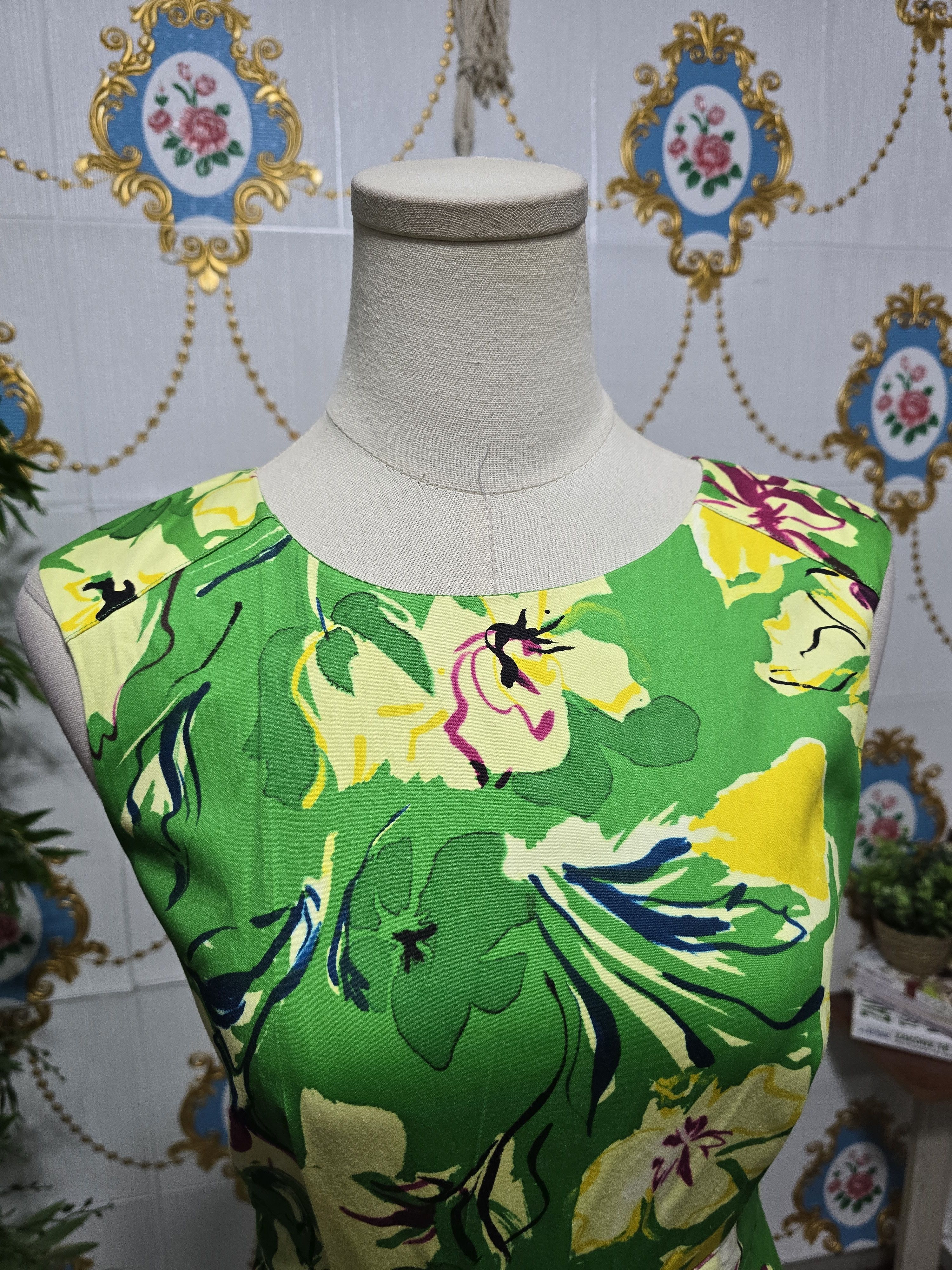 Blumarine BLUMARINE Blugirl green floral print casual cotton dress. Size M / US 6-8 / IT 42-44 - 3 Thumbnail
