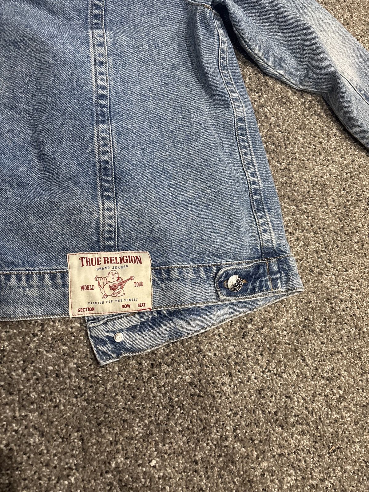 True Religion Blue washed denim fuzzy, neckline jacket Size US XXL / EU 58 / 5 - 4 Thumbnail