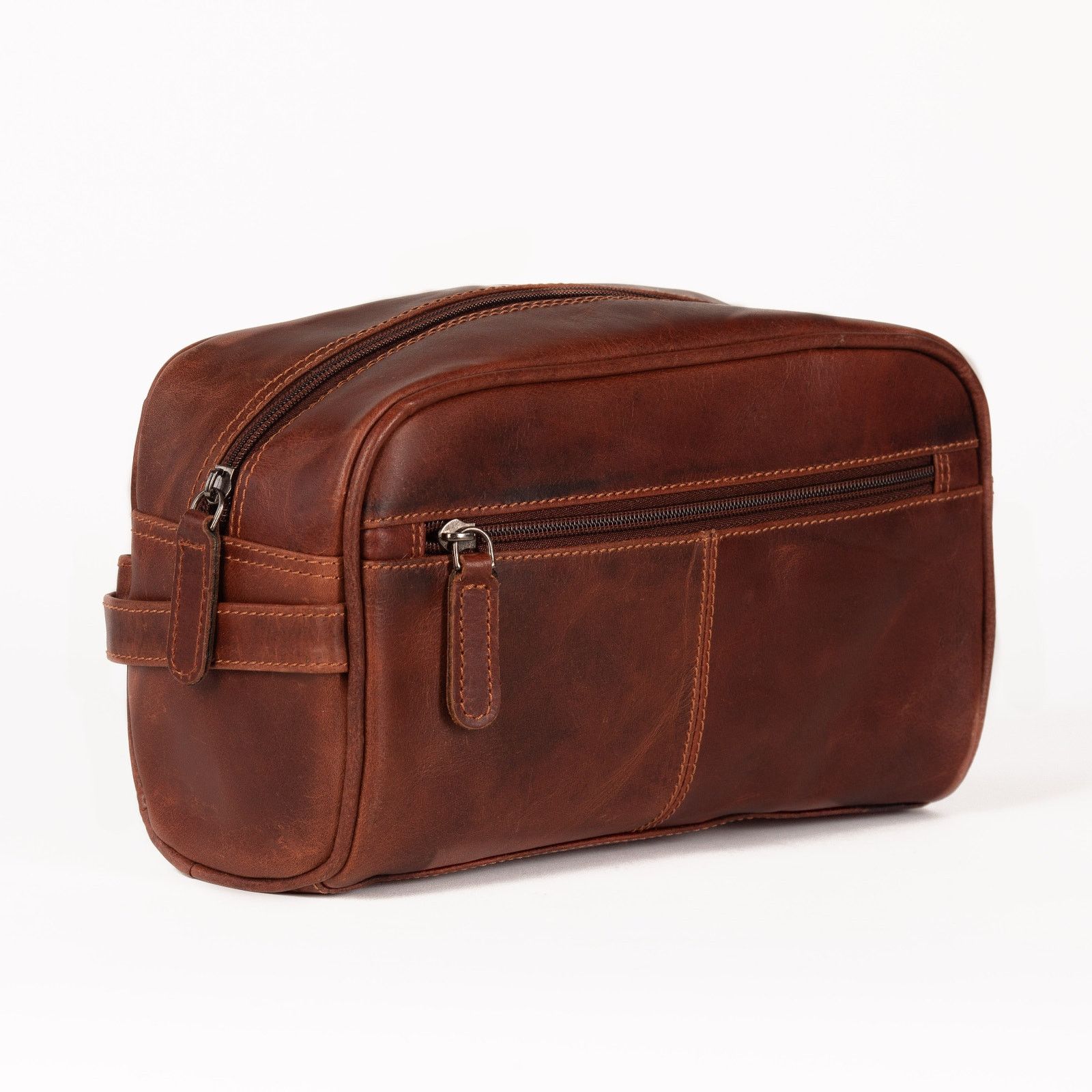 Handmade New Genuine Leather Toiletry Bag Dark Rustic Reddish Brown Size ONE SIZE - 2 Thumbnail