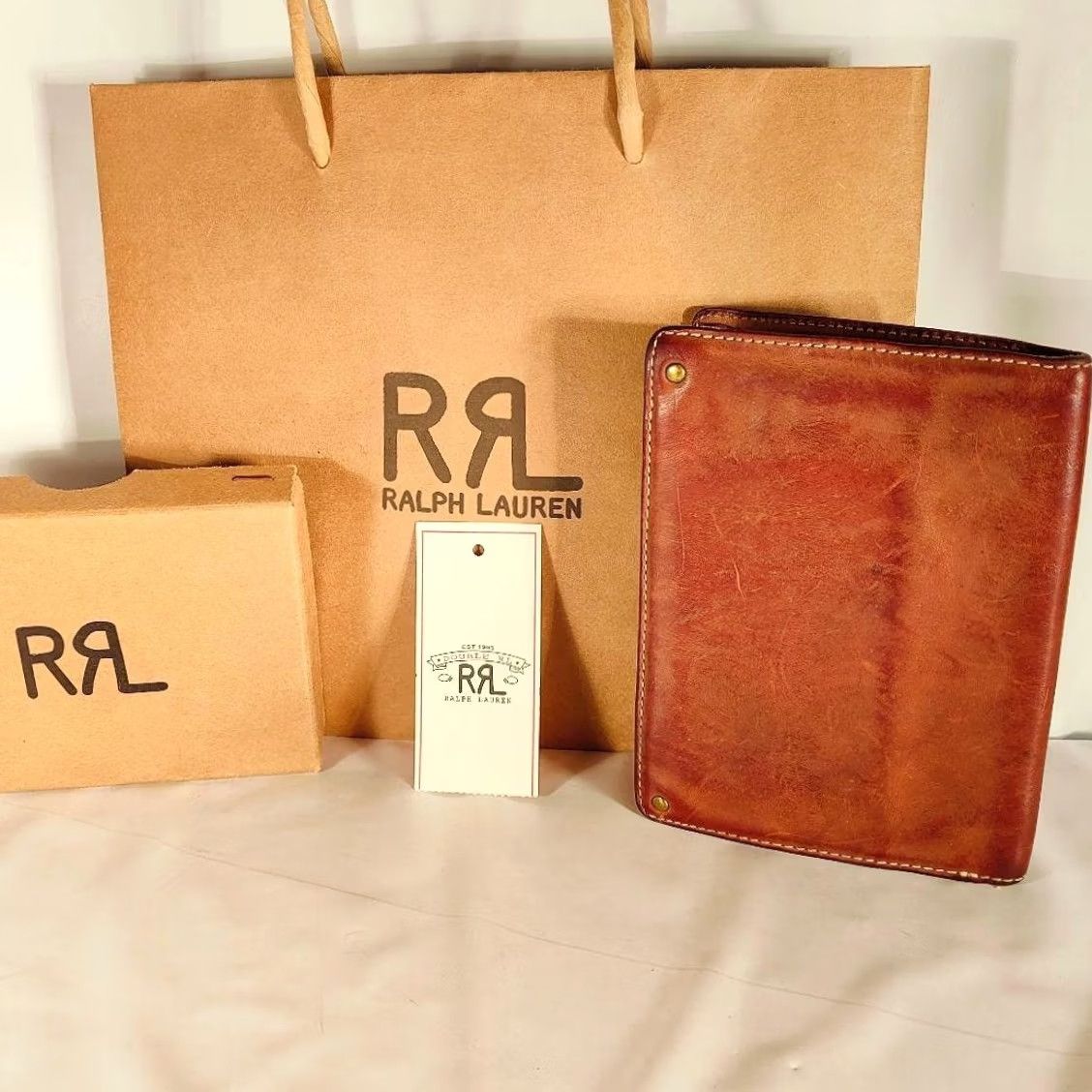 Ralph Lauren RRL Ralph Lauren Wallet Bag Card Holder A-2 Type Logo Eagle Brown Leather Pre-owned Unisex Folding Bifold Card Wallet Mens Womens Boys Girls Size ONE SIZE - 5 Thumbnail