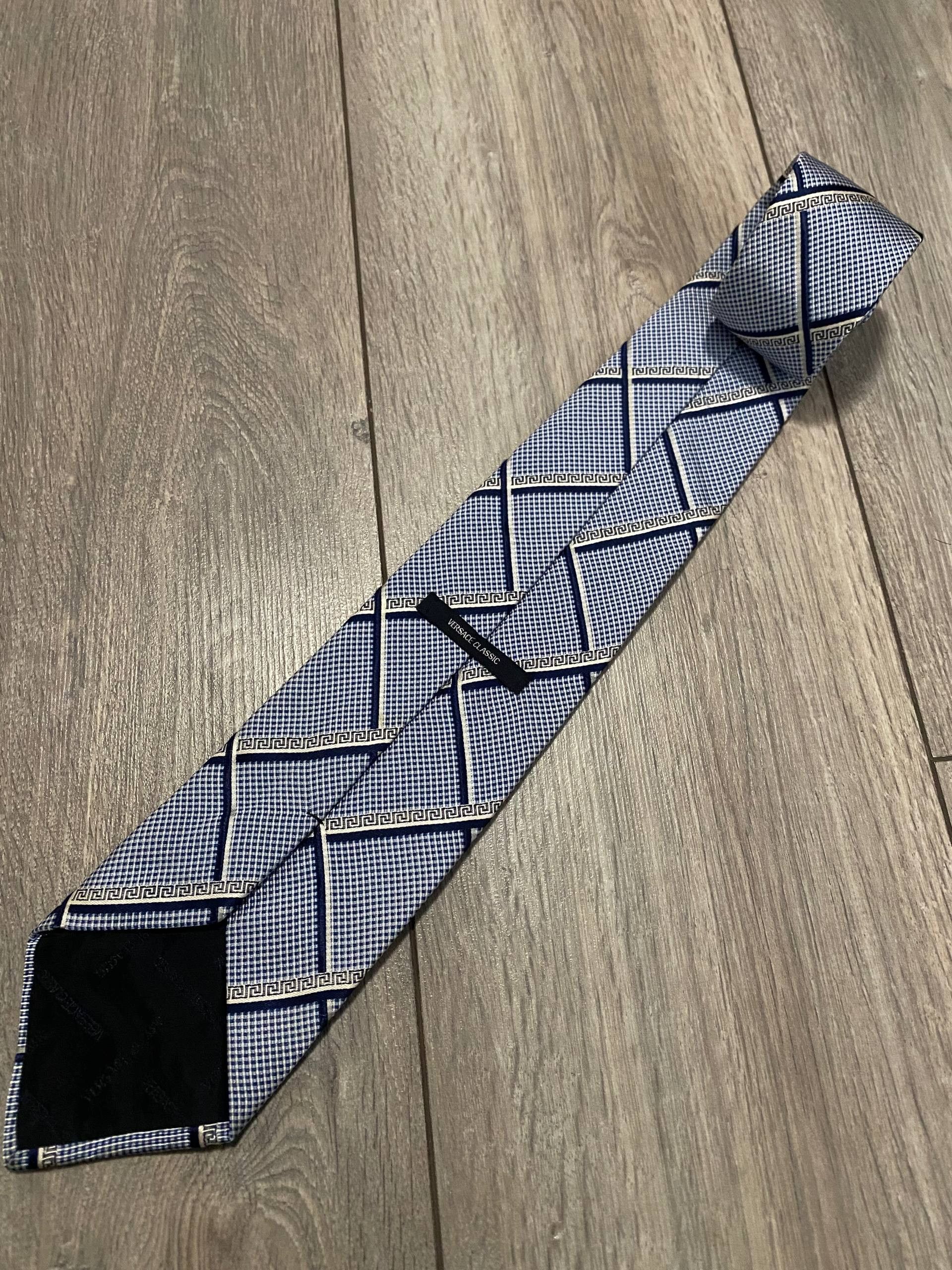 Versace Versace Classic Ties Monogram Rombs Blue 100% Silk Italy Size ONE SIZE - 2 Thumbnail
