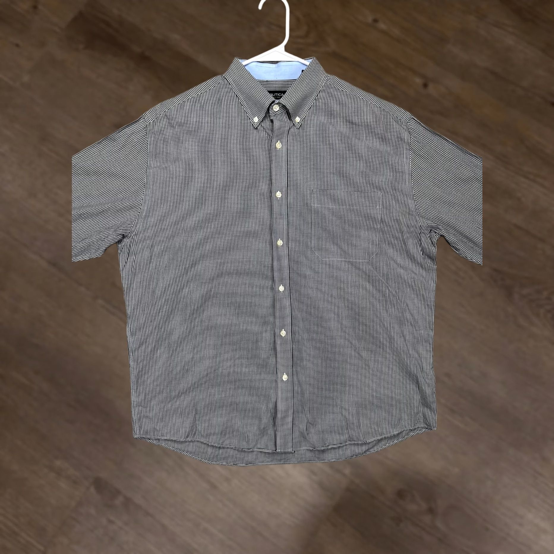 Nautica Nautica Dress Shirt Mens 17 34-35 Black White Shepherd Check Button-Down Shirt Size 46R - 1 Thumbnail