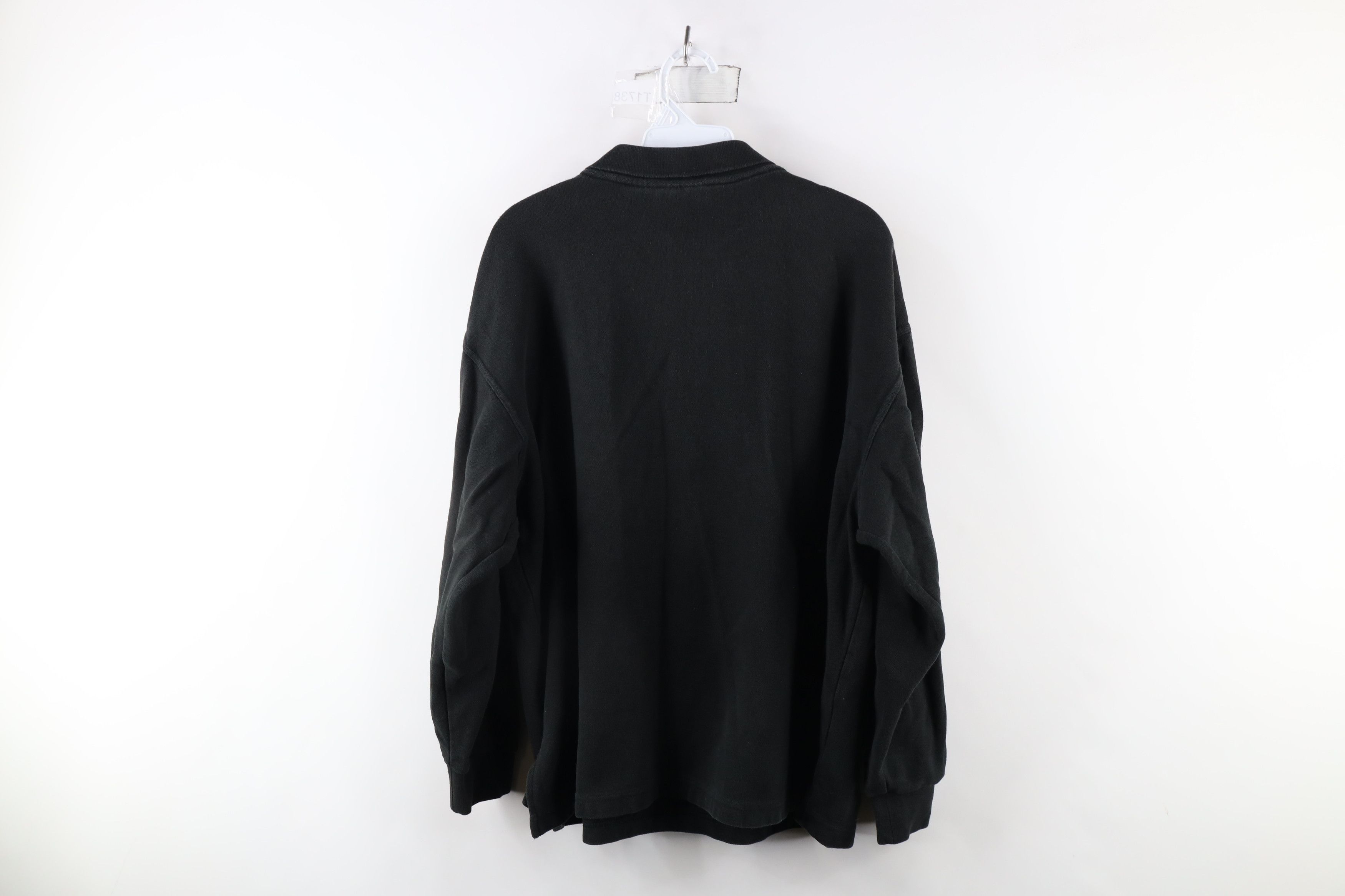 Vintage Vintage 90s Streetwear Blank Long Sleeve Polo Shirt Black Size XXL / US 16-18 / IT 52-54 - 12 Thumbnail