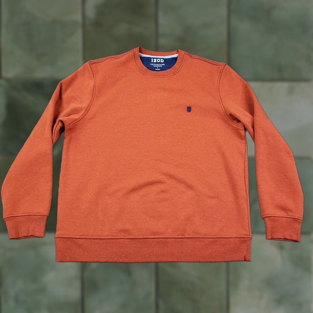 Izod Izod Mens Large Orange Long Sleeve Crew Neck Performance Sweatshirt Size US L / EU 52-54 / 3 - 1 Thumbnail