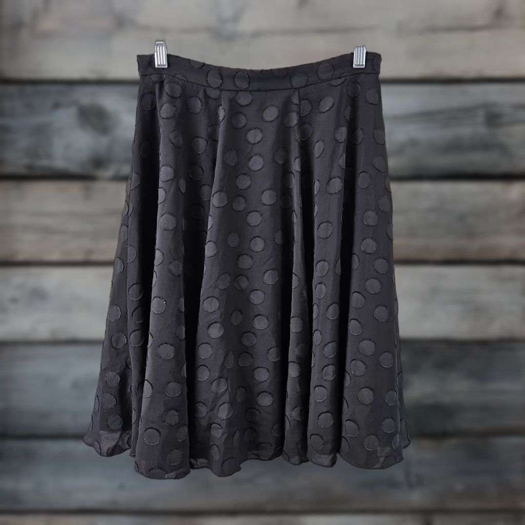 Ann Taylor Ann Taylor Womens Skirt Sz 2 Black Polka Dot Zips Polyester Size 26" / US 2 / IT 38 - 1 Thumbnail