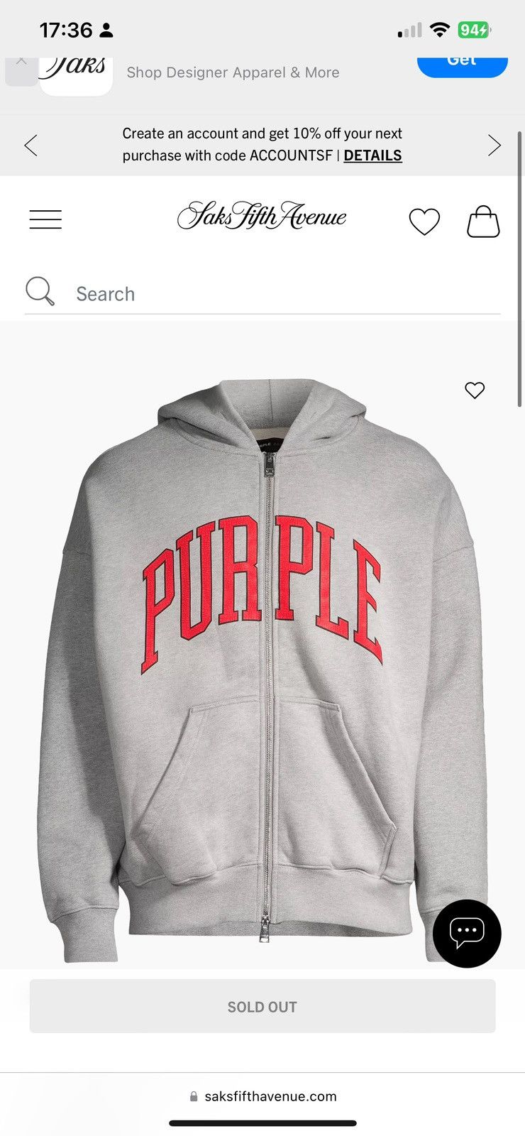 Purple Brand Purple-Brand Hoodie - Collegiate Zip Up - Grey Size US XS / EU 42 / 0 - 2 Thumbnail