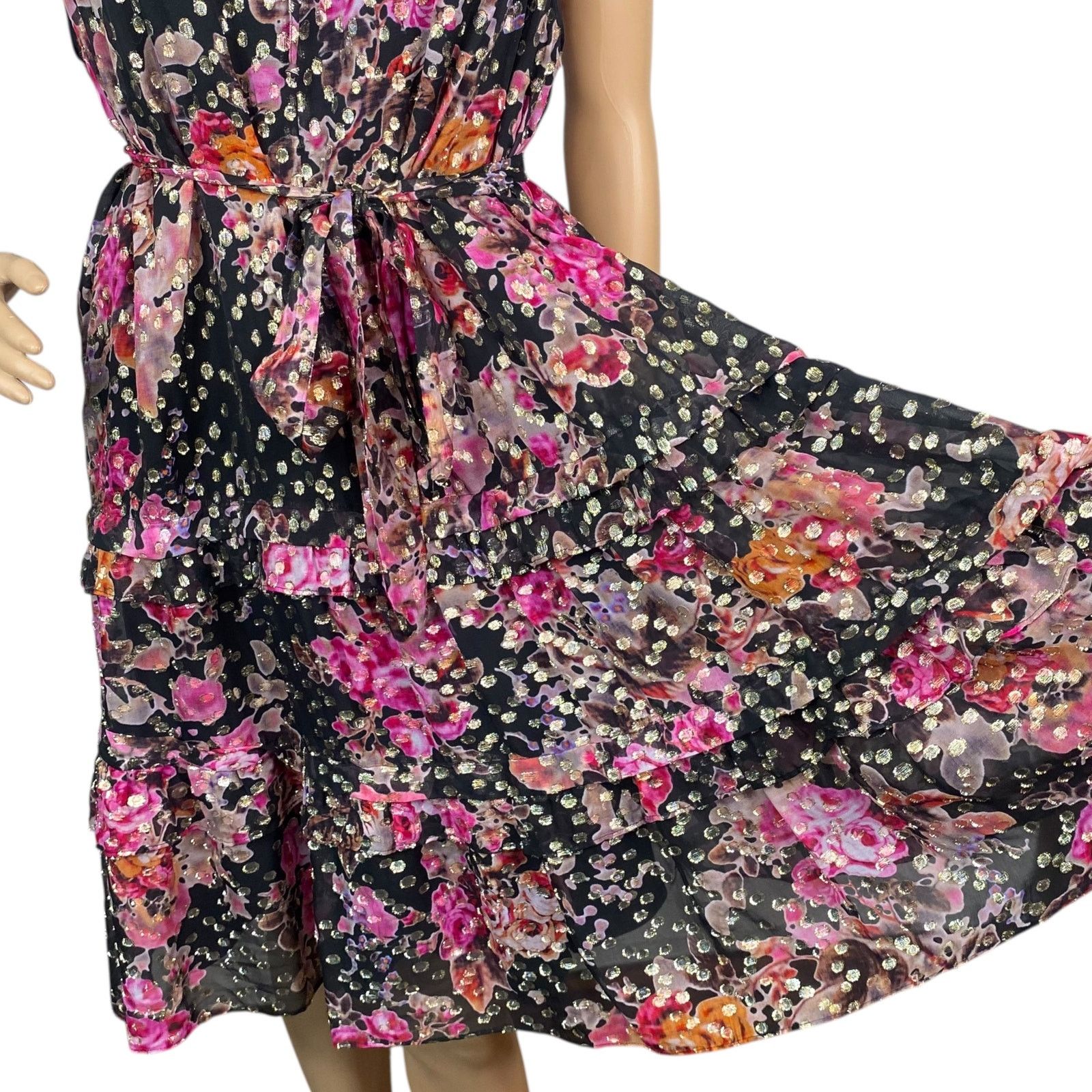 KOBI HALPERIN Kobi Halperin $648 Brook Black Gold Floral Mini Dress SZ XL Size XL / US 12-14 / IT 48-50 - 10 Thumbnail
