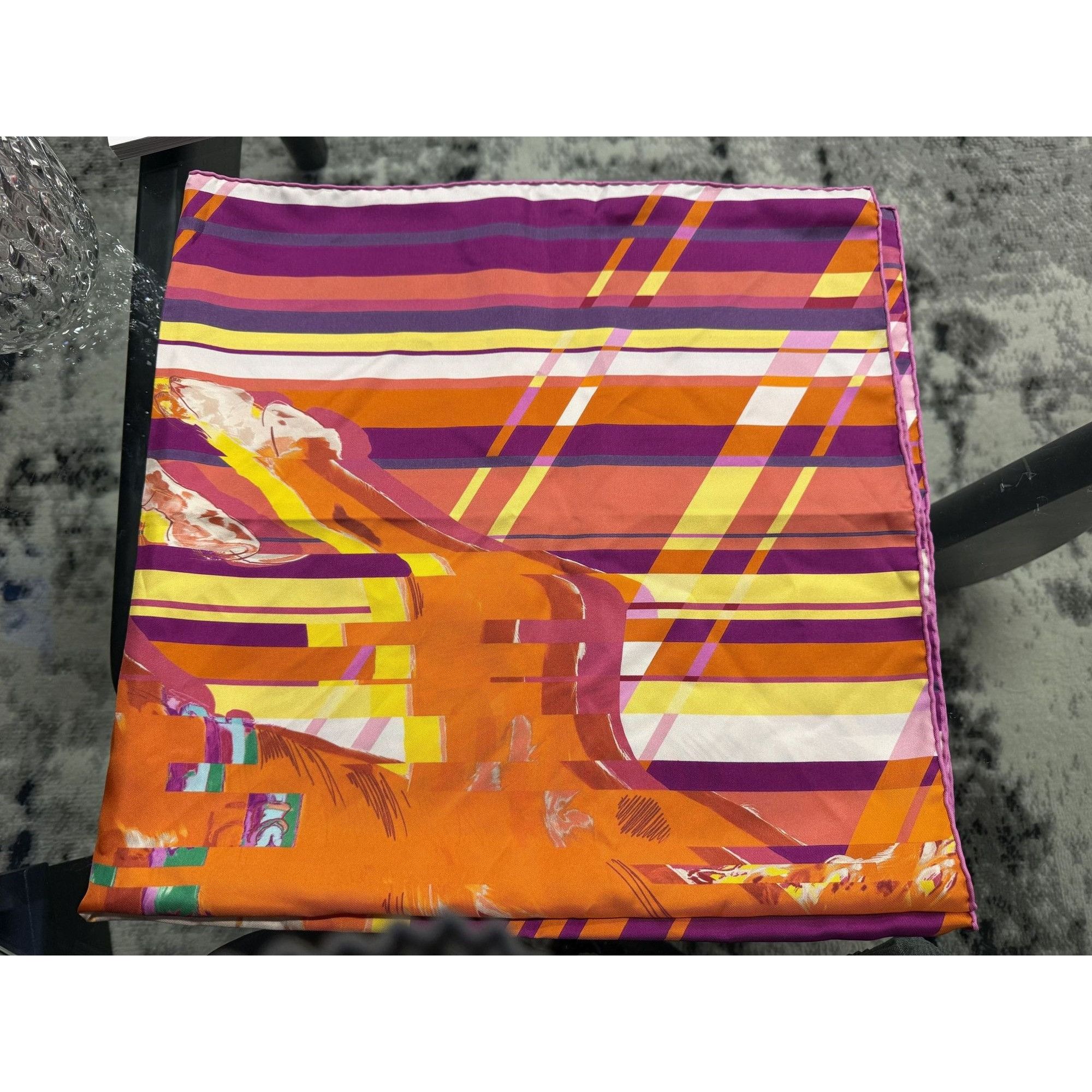 Hermes Hermès Paris Multicolor Silk Twill Scarf With Abstract Desig Size ONE SIZE - 2 Thumbnail
