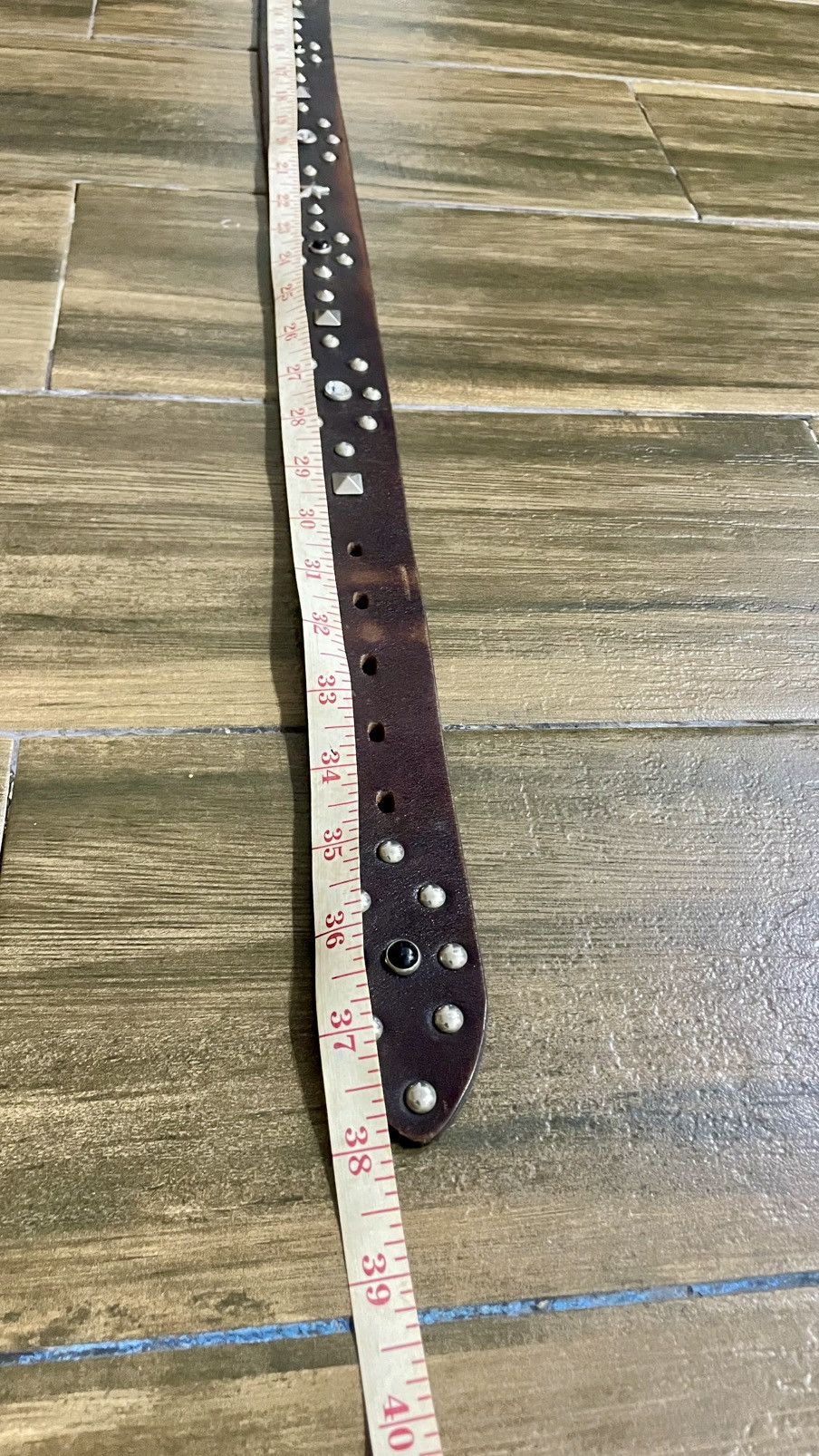 Genuine Leather Vtg Leather Belt Stud Rockability HTC Style Size ONE SIZE - 5 Thumbnail