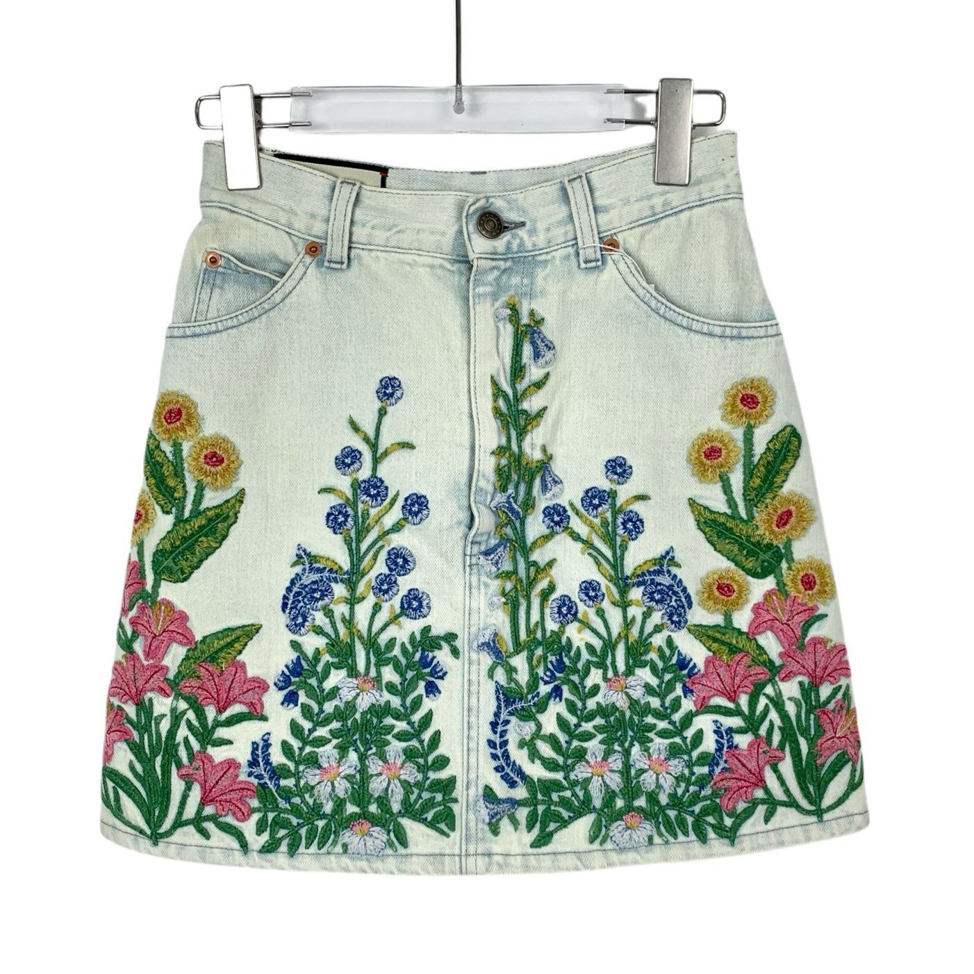 Gucci Gucci Floral Embroidered Denim Skirt Womens Size 38 Light Wa Size 38" / US 16 / IT 52 - 1 Thumbnail