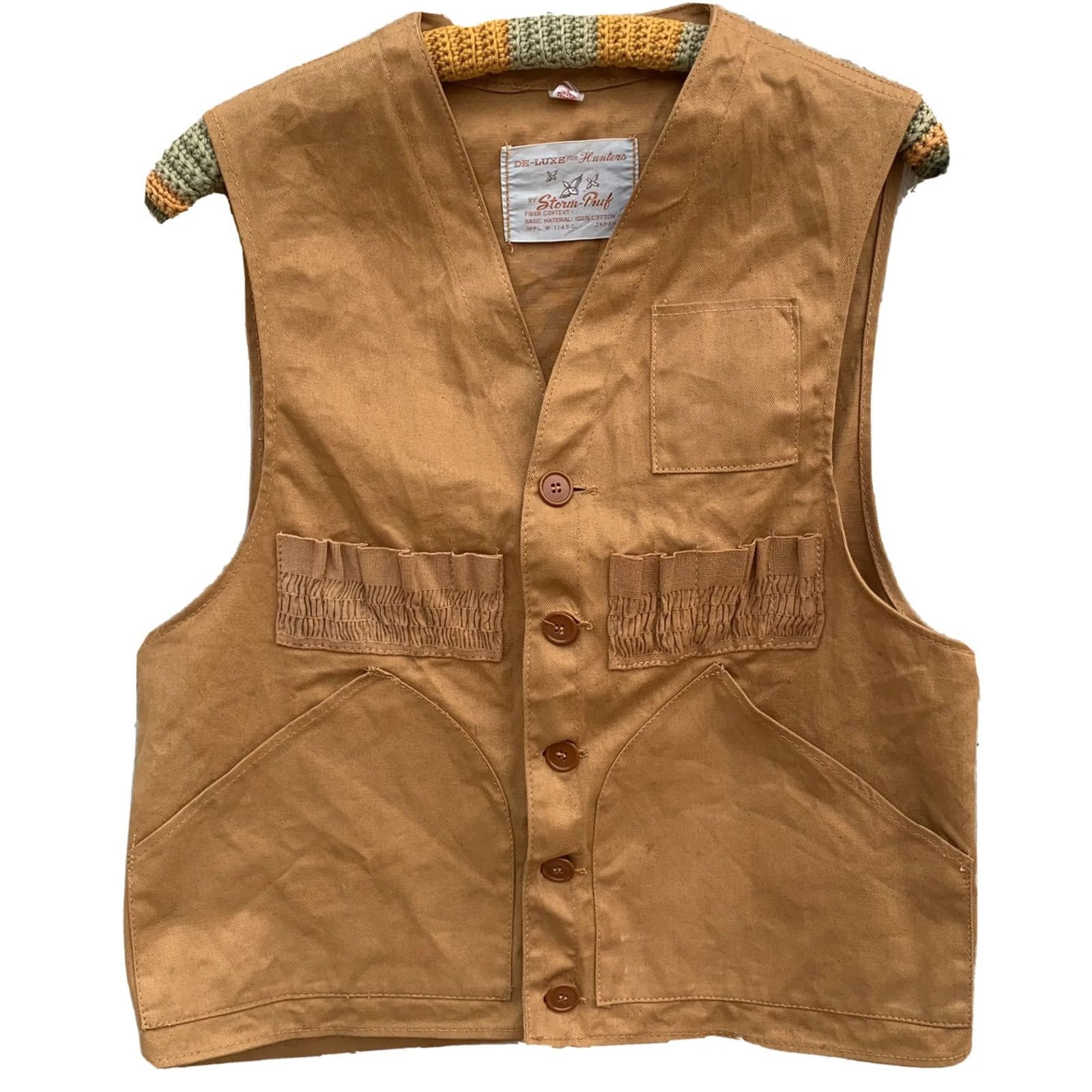 Hunter VINTAGE DE-LUXE For Hunters By Storm-Pruf Hunting Vest WPL # 11450 Japan M Brown 100% Cotton Mens Size US M / EU 48-50 / 2 - 2 Thumbnail