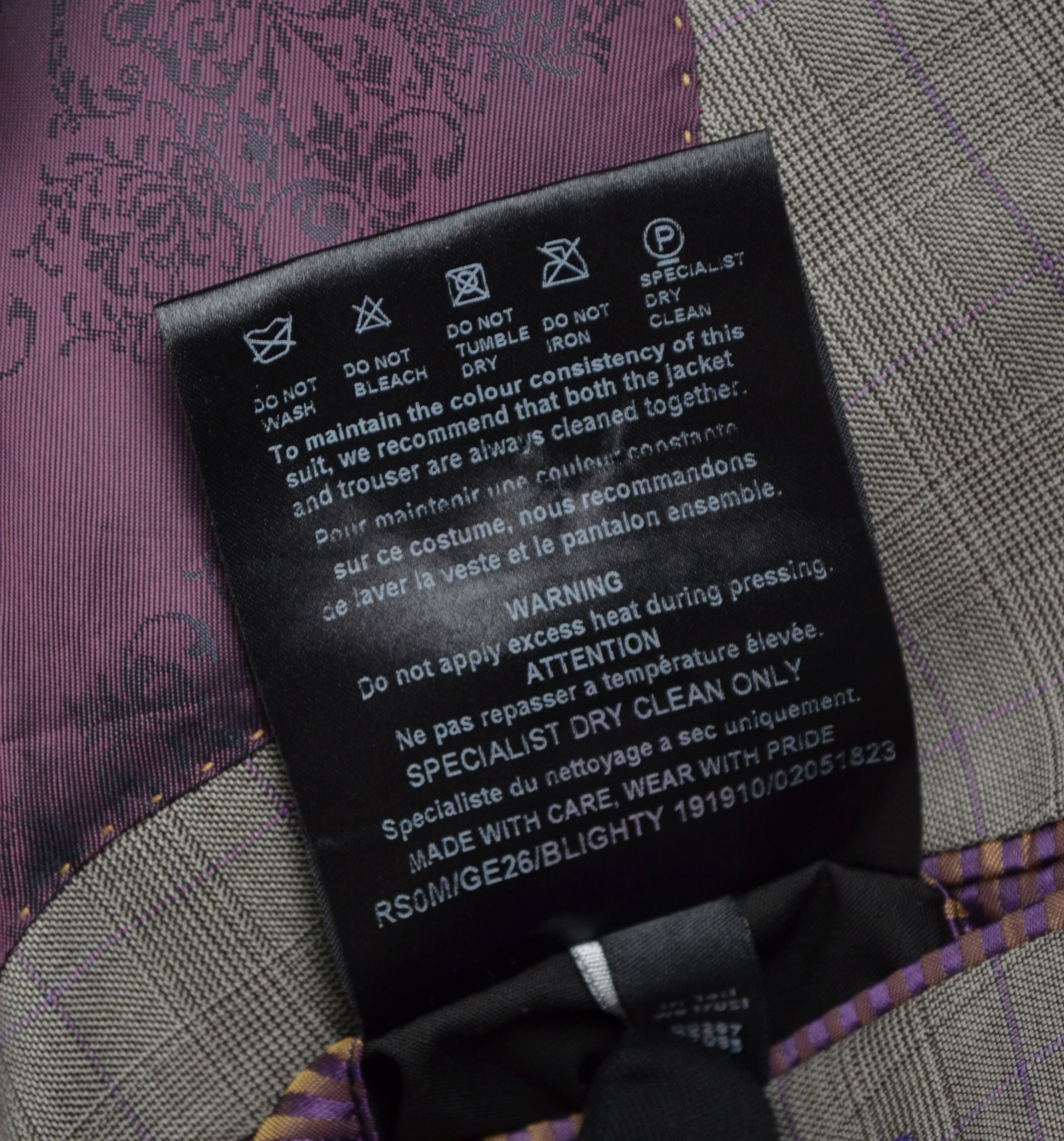 Designer × Ted Baker Ted Baker Endurance Striped Violet 3 Piece Wool Suit US 42 Size 42R - 15 Thumbnail