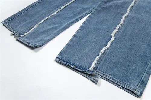 VIBE Men's trendy raw edge stitching gradient washed jeans Size US 32 / EU 48 - 6 Thumbnail