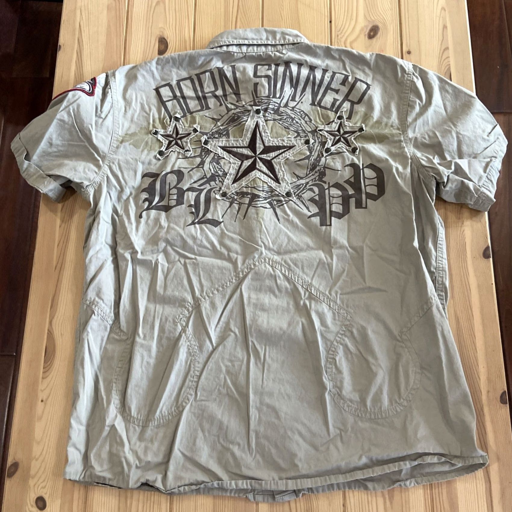 Vintage Black Label Shirt XL Beige Short Sleeve Button-Down Glory Men Size US XL / EU 56 / 4 - 7 Thumbnail