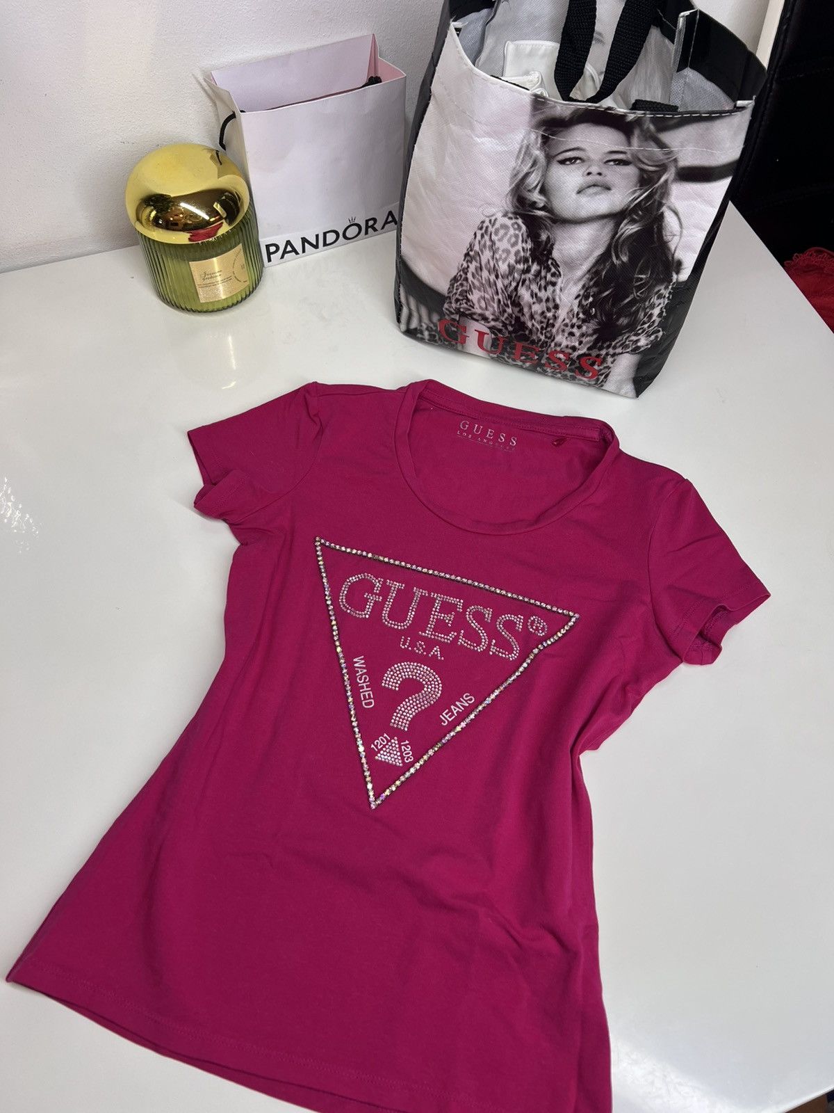 Guess Rózowa koszulka na ramiaczkach GUESS Size XS / US 0-2 / IT 36-38 - 1 Thumbnail