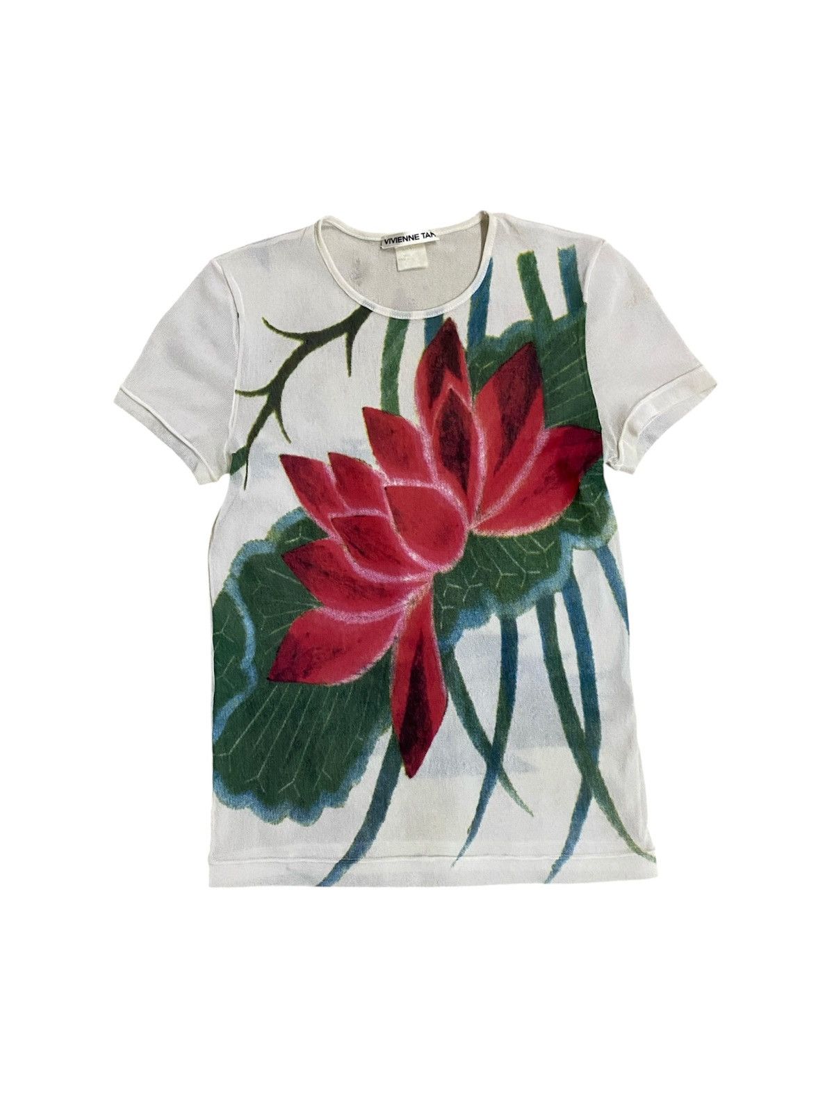 Vivienne Tam 90s VIVIENNE TAM RED LOTUS SHORT SLEEVE SHIRT Size S / US 4 / IT 40 - 1 Thumbnail