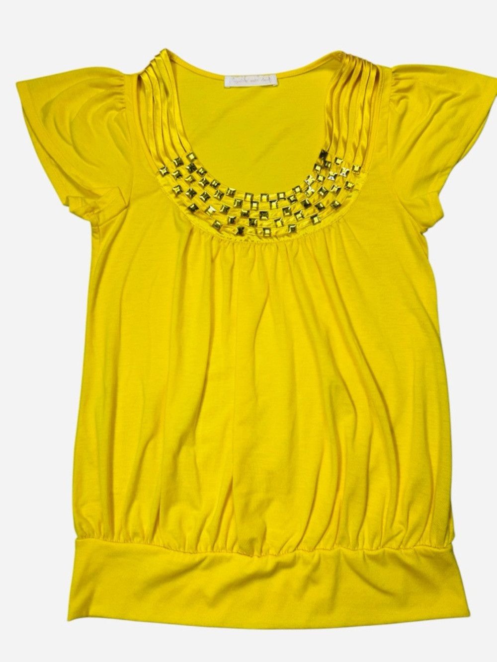 Other Layered With Love Yellow Embellished Scoop-Neck Top Size S Size S / US 4 / IT 40 - 2 Thumbnail
