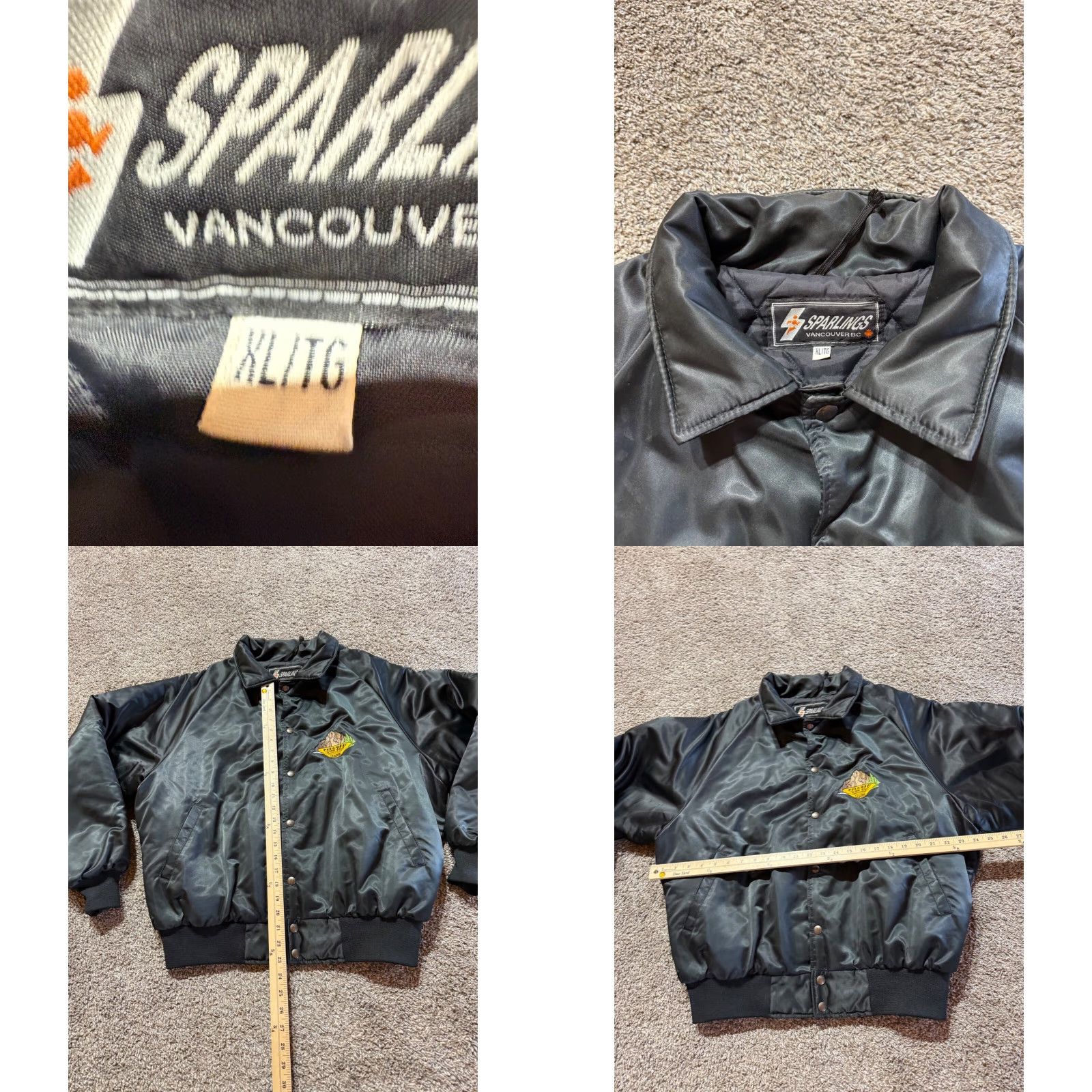 Vintage Sparlings Jacket Mens XL Black Quilted Vancouver BC 90s Saloon Yukon Saloon Gold Rush Theme Size US XL / EU 56 / 4 - 8 Thumbnail