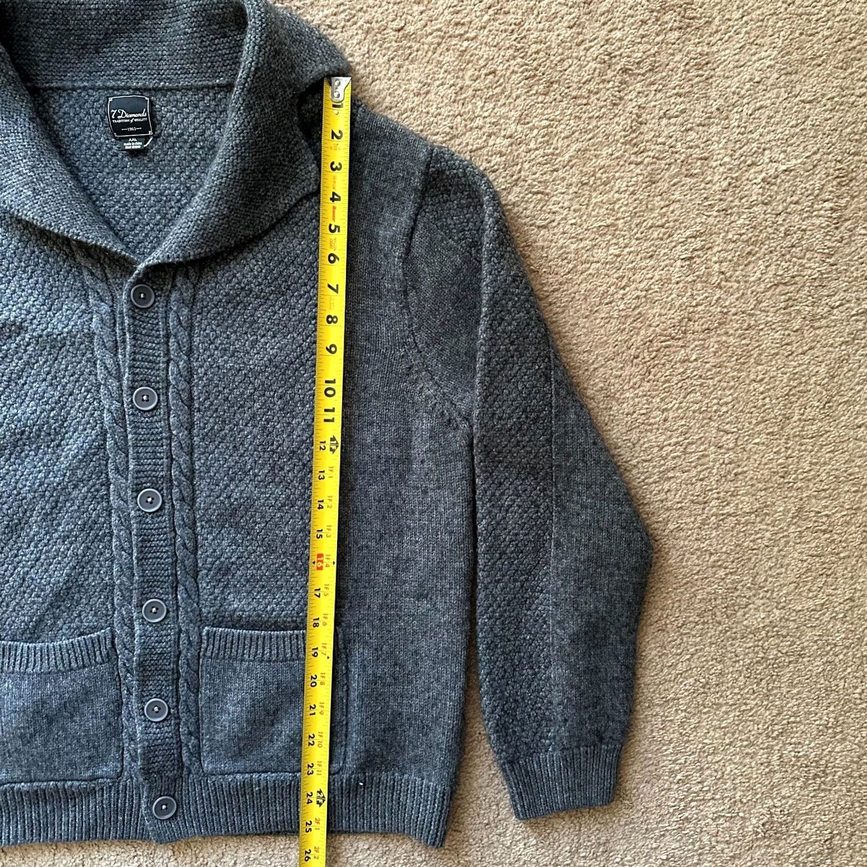 Vintage 7 Diamonds Womens 2XL Cardigan Sweater Grey Long Sleeve Wool Blend Button Up Size XXL / US 16-18 / IT 52-54 - 6 Thumbnail