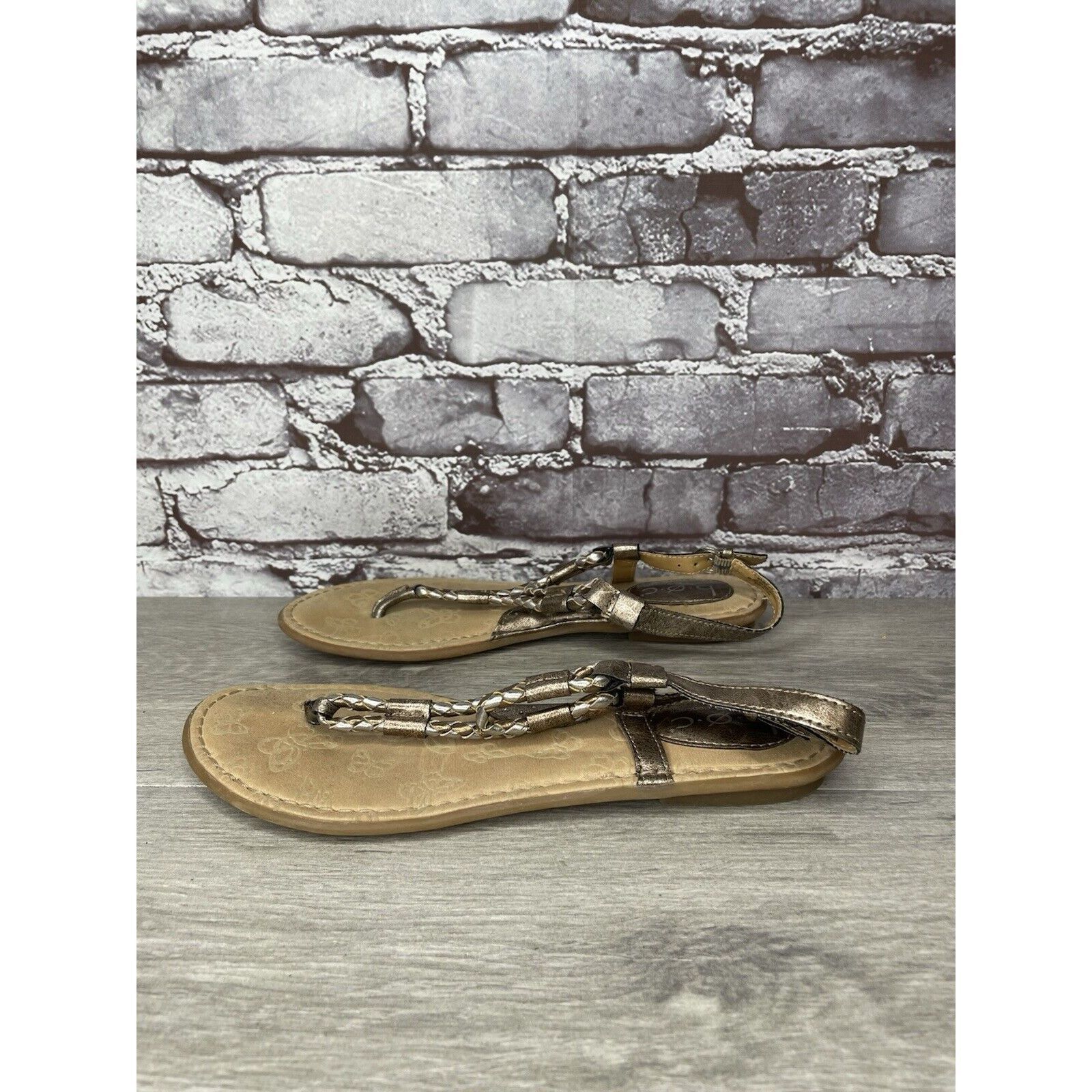 Born BOC Born Concept Bronze Metallic Leather Braided Thong Sanda Size US 8 / IT 38 - 5 Thumbnail