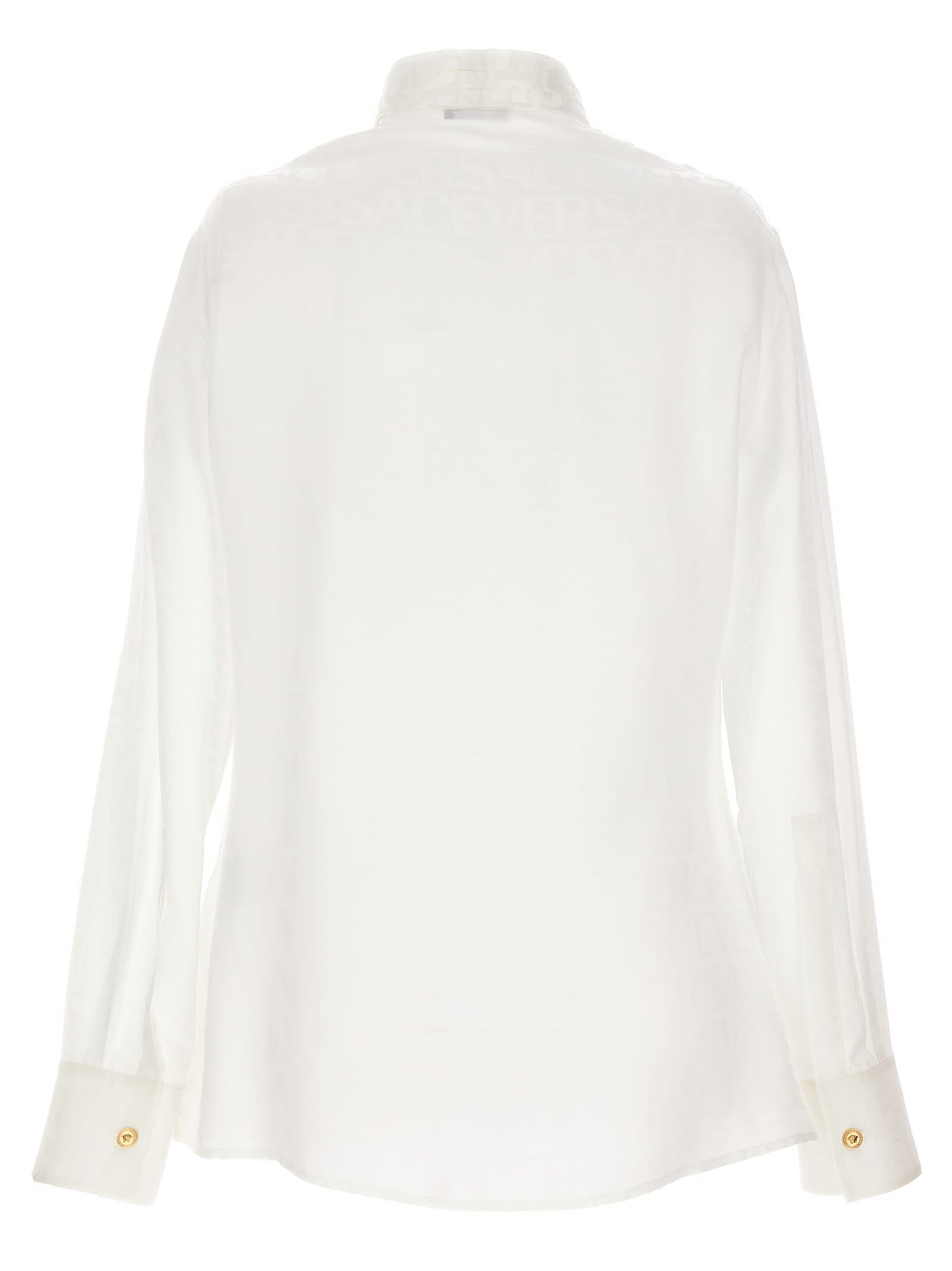 Versace o1s22i1n1024 Versace Allover Lavalliere Shirt in White Size XS / US 0-2 / IT 36-38 - 2 Thumbnail