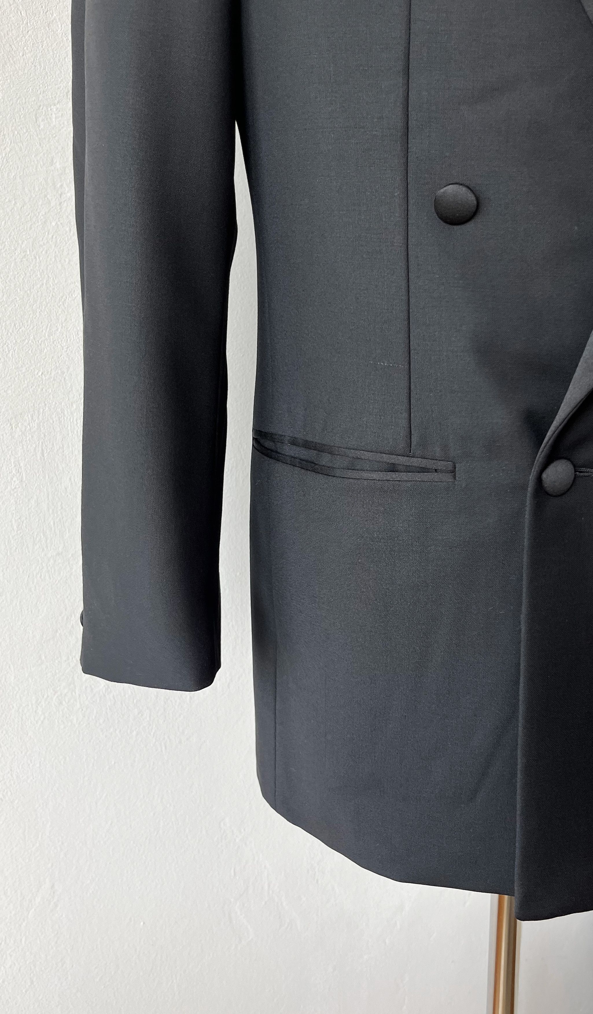 Vintage Men's Double Breasted Satin Peak Lapels Tuxedo Blazer Size 42L - 3 Thumbnail