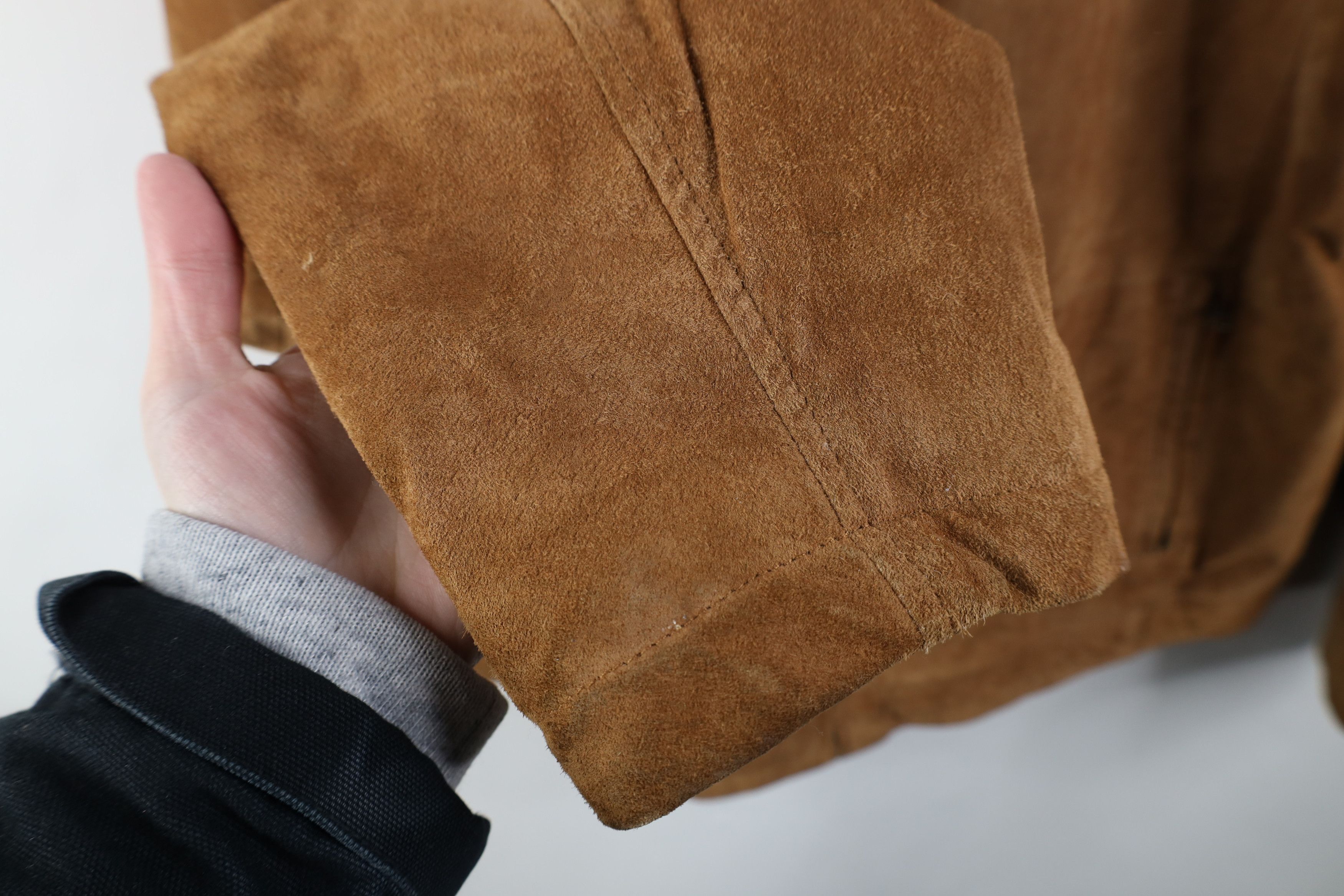 Vintage Vintage 90s Streetwear Lined Suede Leather Full Zip Jacket Size US L / EU 52-54 / 3 - 7 Thumbnail