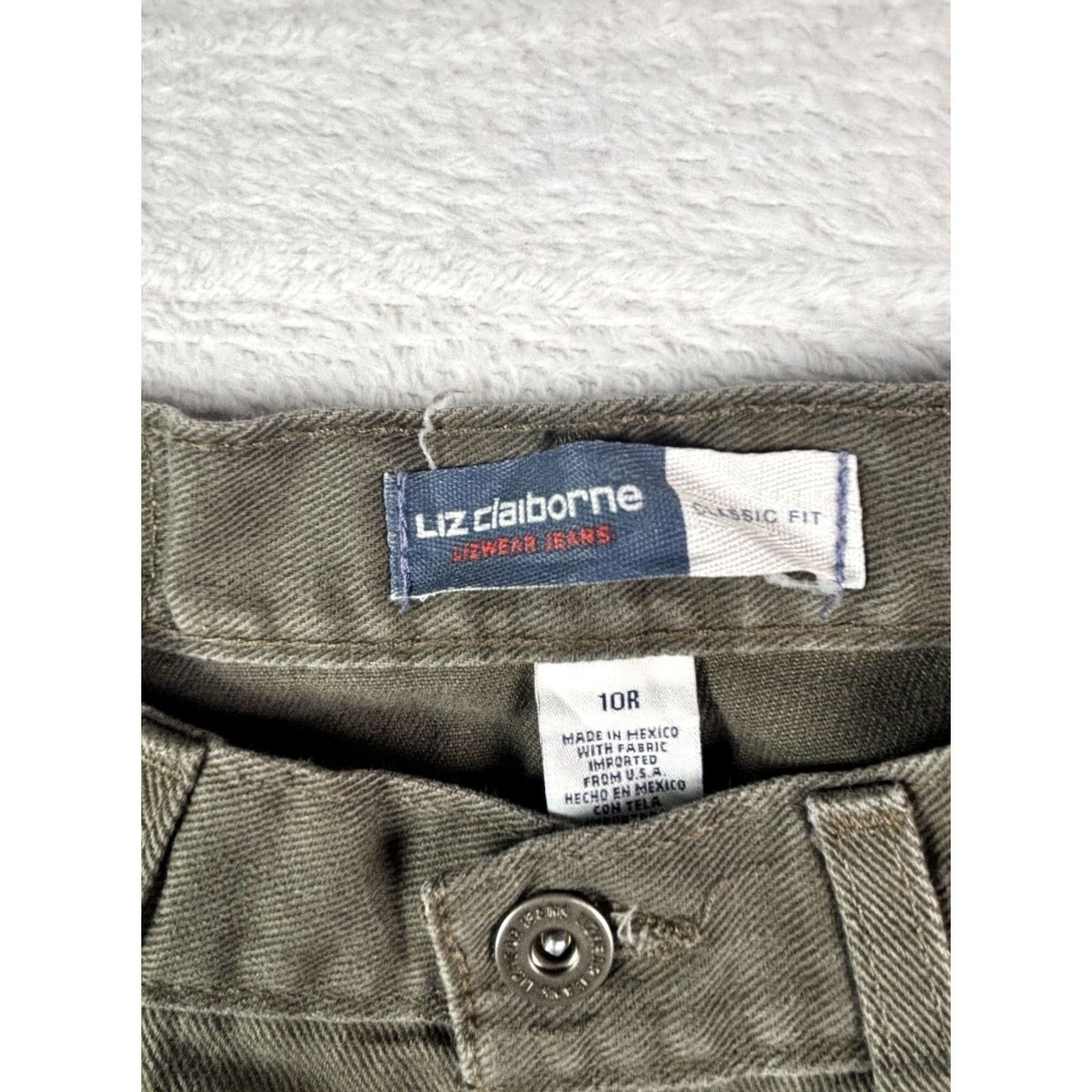Liz Claiborne VINTAGE Liz Claiborne Lizwear Classic Fit Womens Jeans Tapered Olive Green Cotton 10R Denim High Rise 5-Pocket Mens? Girls? Size 32" / US 10 / IT 46 - 7 Thumbnail