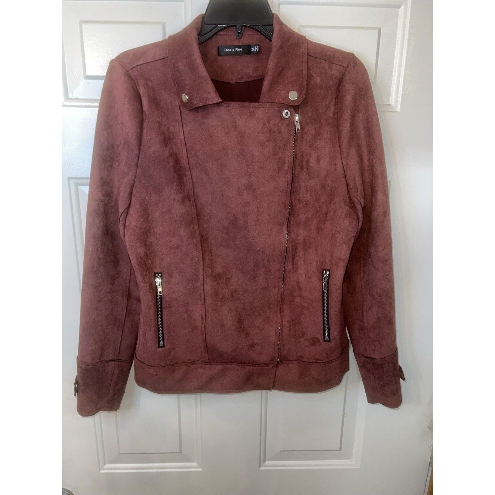 DOEN Doe & Rae Women's Jacket Zip Up Medium Asymmetrical Suede Size M / US 6-8 / IT 42-44 - 8 Thumbnail