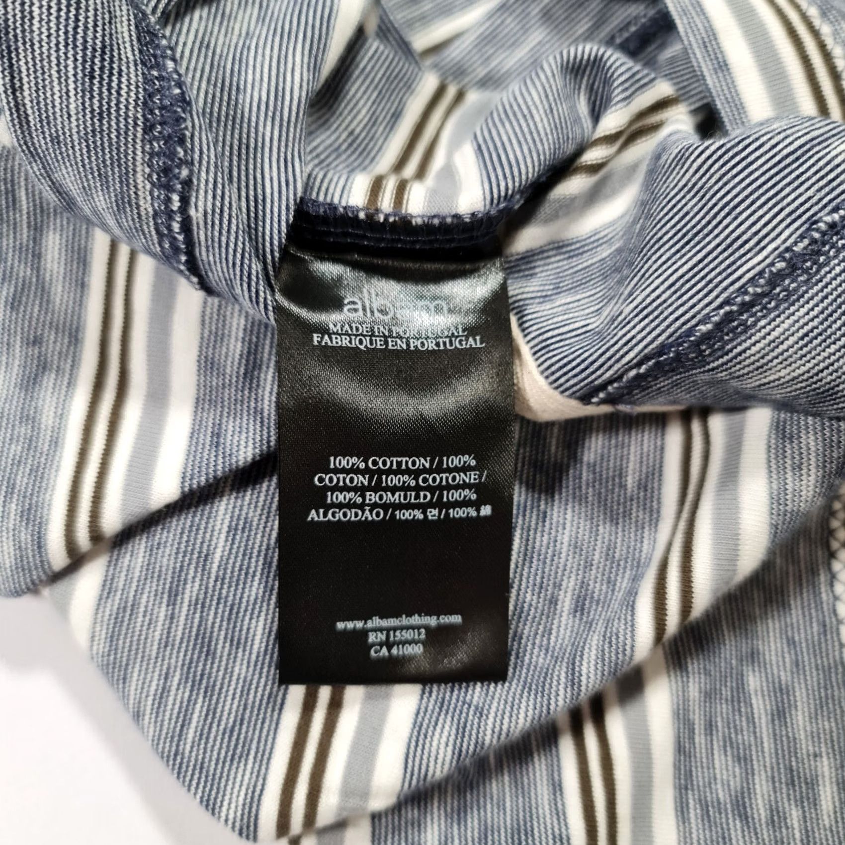 Albam albam Mens T Shirt Blue XS Striped Short Sleeve Top Cotton Tee Size US XS / EU 42 / 0 - 6 Thumbnail