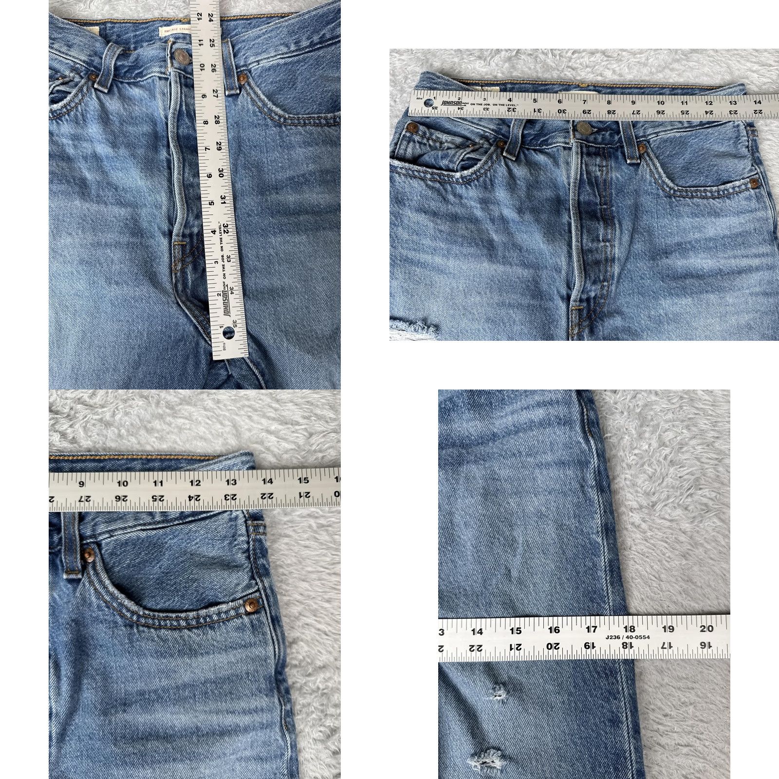 Levi's VINTAGE Levis Jeans Womens 27x27 Blue Denim Ribcage Straight Ankle Premium Big E Cotton Size 27" / US 4 / IT 40 - 9 Thumbnail