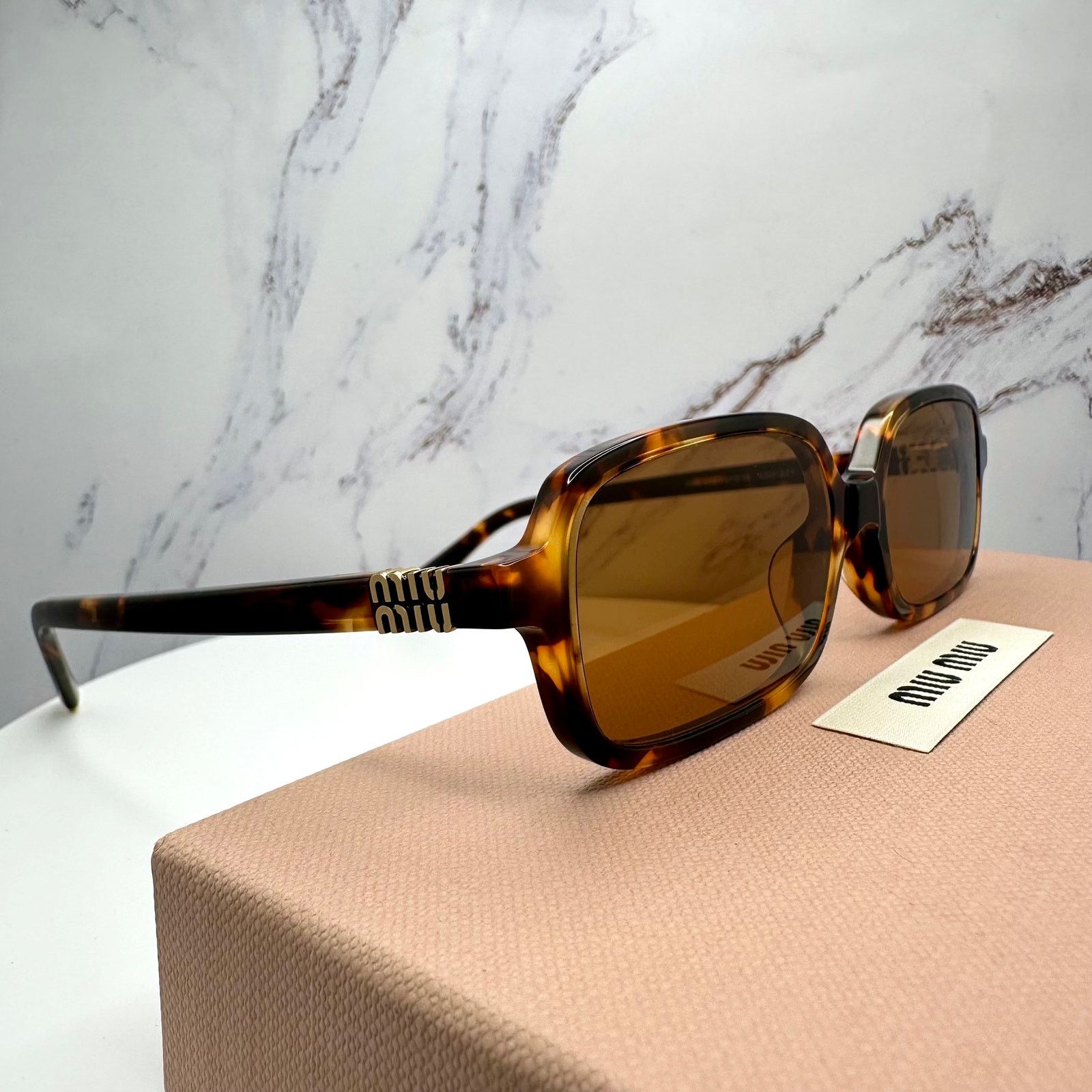 Miu Miu New MIU MIU Sunglasses Brown Tortoise Slim Acetate Authentic Size ONE SIZE - 13 Thumbnail