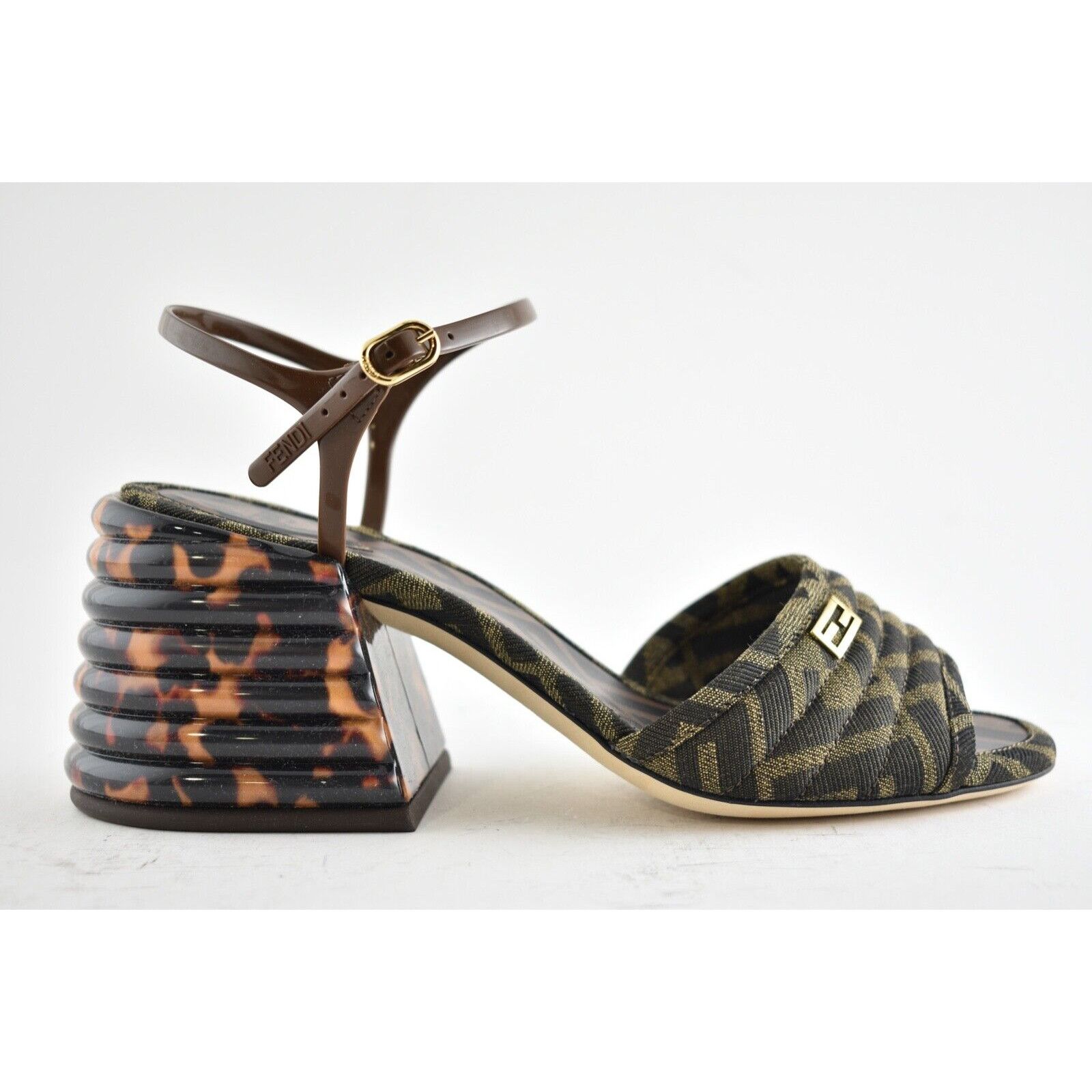 Fendi FF Motif Logo Ankle Strap Sandal Peep Toe Block Heel Pump 36 Size US 6 / IT 36 - 2 Thumbnail