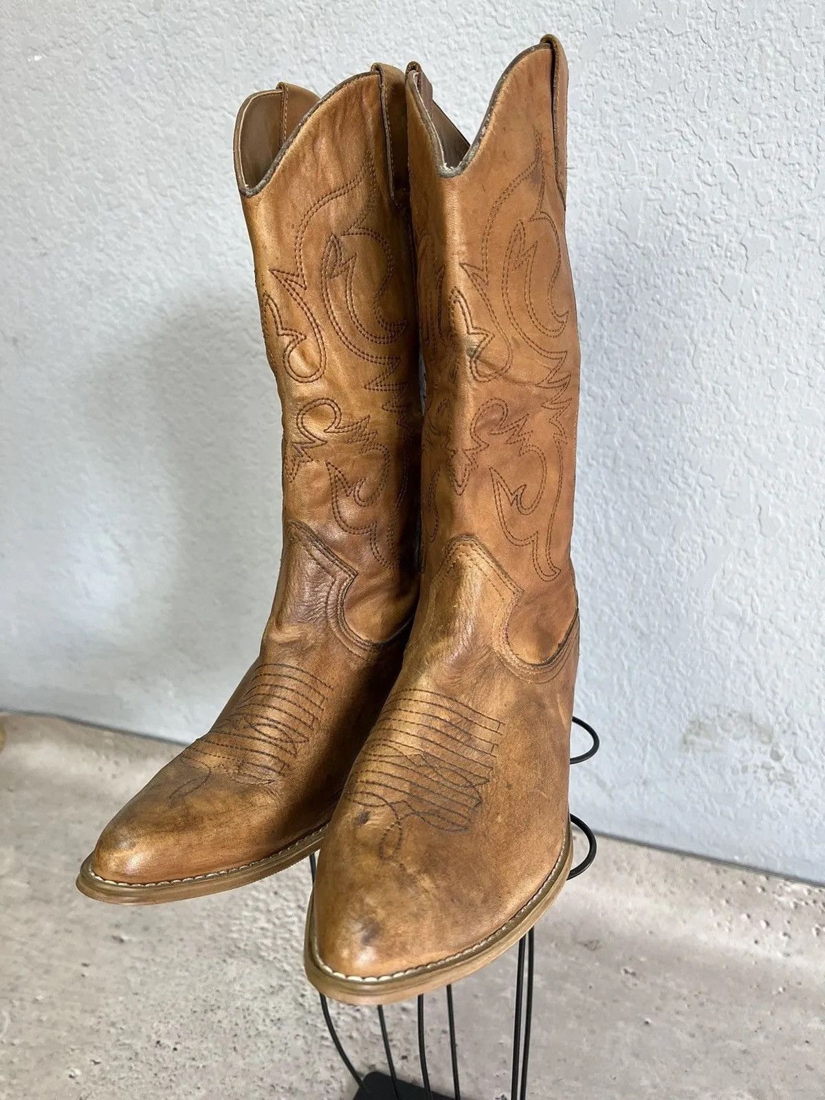 Western Rise Vintage western guidi style moto leather boots brown 90s Size US 8 / EU 41 - 2 Thumbnail