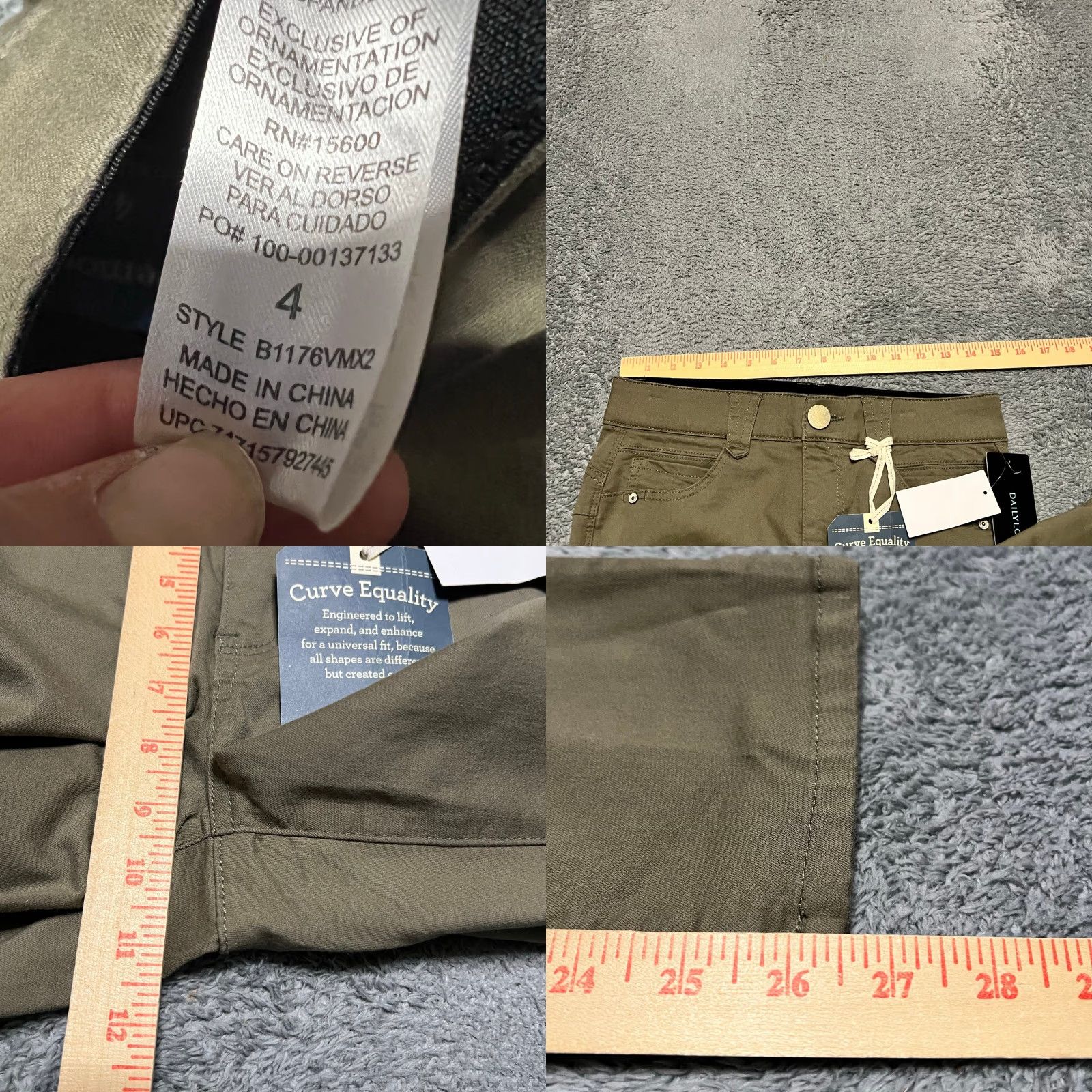 Vintage Democracy Pants Womens 4 Ankle Skimmer Green Mid Rise 29x26.5 Size 27" / US 4 / IT 40 - 8 Thumbnail