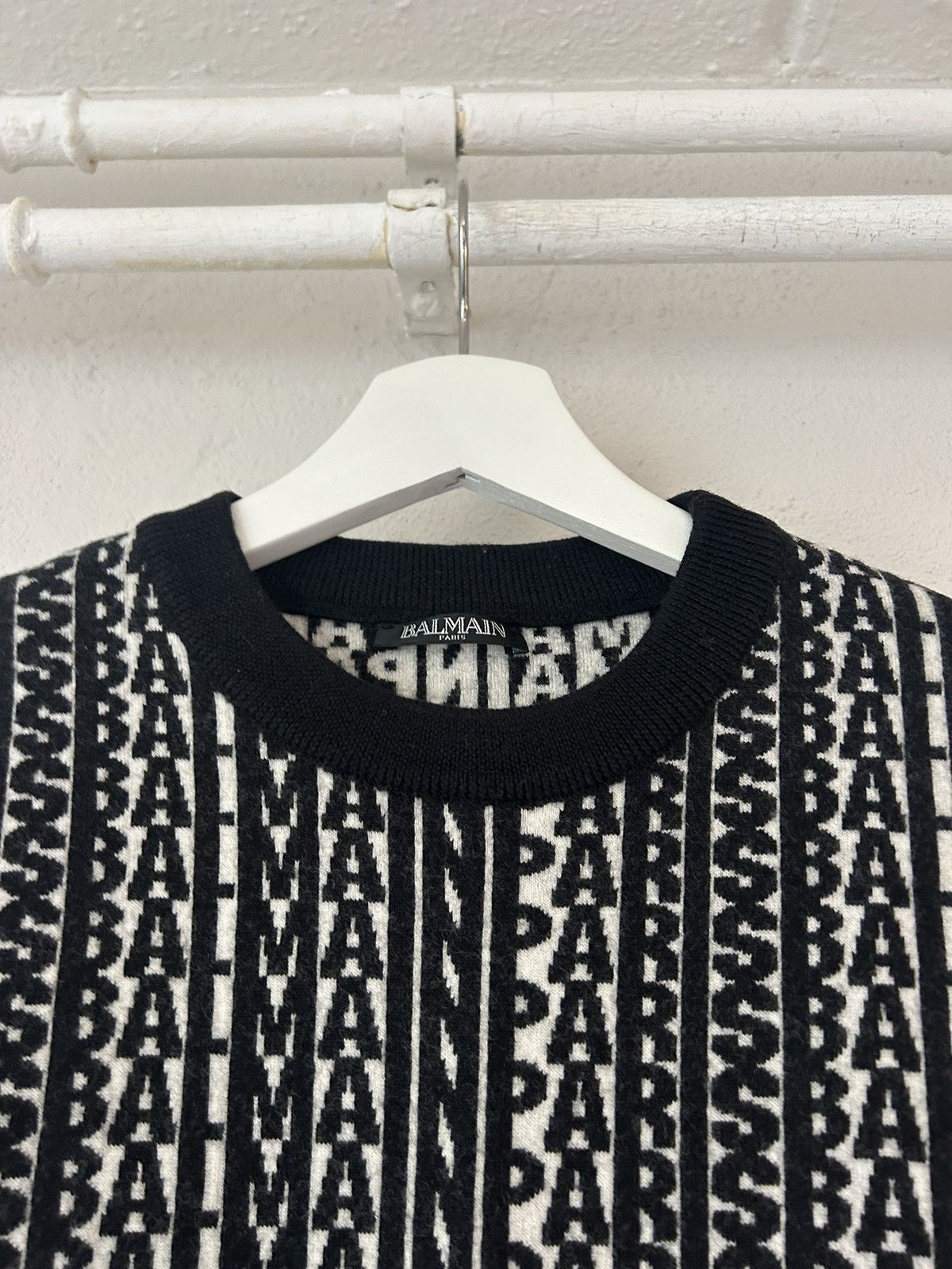 Balmain Black and White ‘Balmain’ Patterned Wool Sweater Size US S / EU 44-46 / 1 - 3 Thumbnail