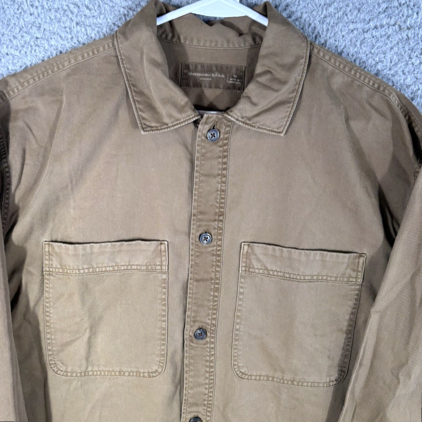Abercrombie & Fitch Abercrombie & Fitch Work Shirt Mens M Brown Stretch Heavy Canvas Twill Shacket Size US M / EU 48-50 / 2 - 2 Thumbnail