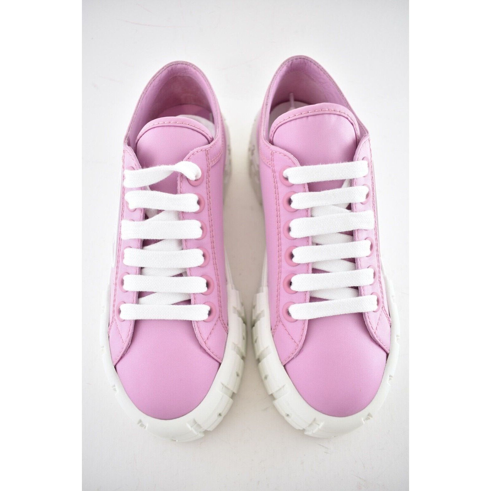 Prada Prada Pink Nylon Platform Lug Sole Lace Up Sneaker 39 Size US 9 / IT 39 - 6 Thumbnail
