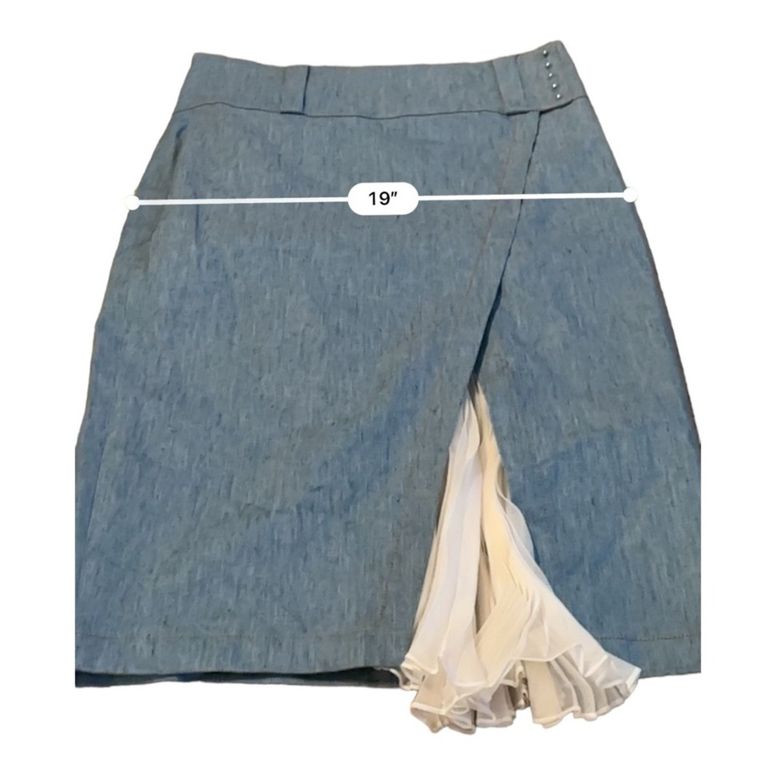 Derek Lam 10 Crosby Derek Lam 10 Crosby Denim Ruffle Slit Long Pencil Skirt Size 32" / US 10 / IT 46 - 13 Thumbnail